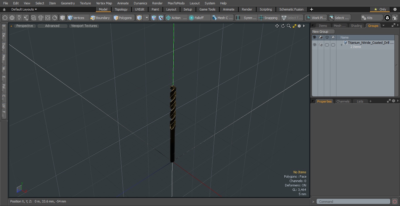 3D Titanium Nitride Coated Drill Bit model