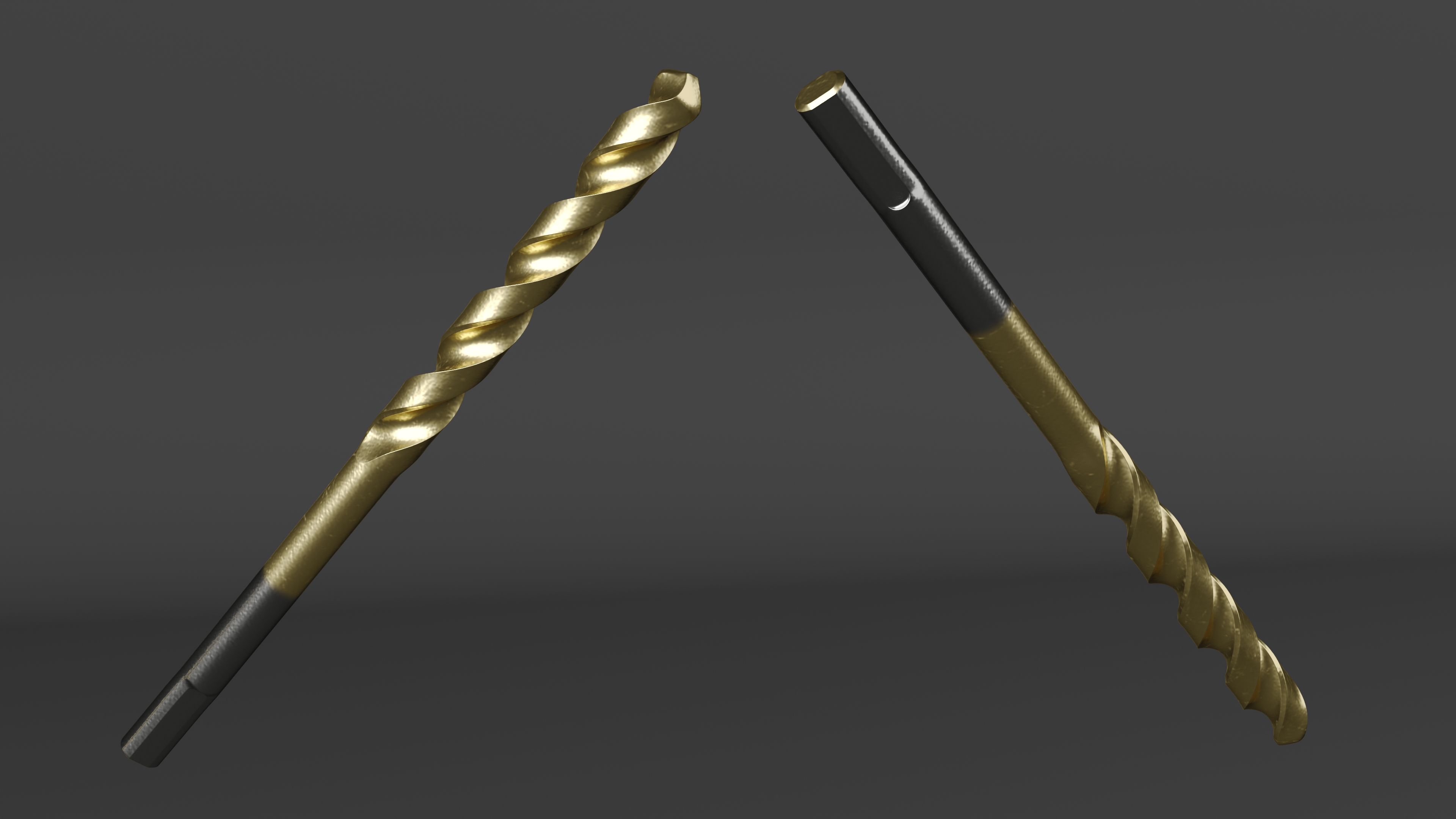 3D Titanium Nitride Coated Drill Bit model