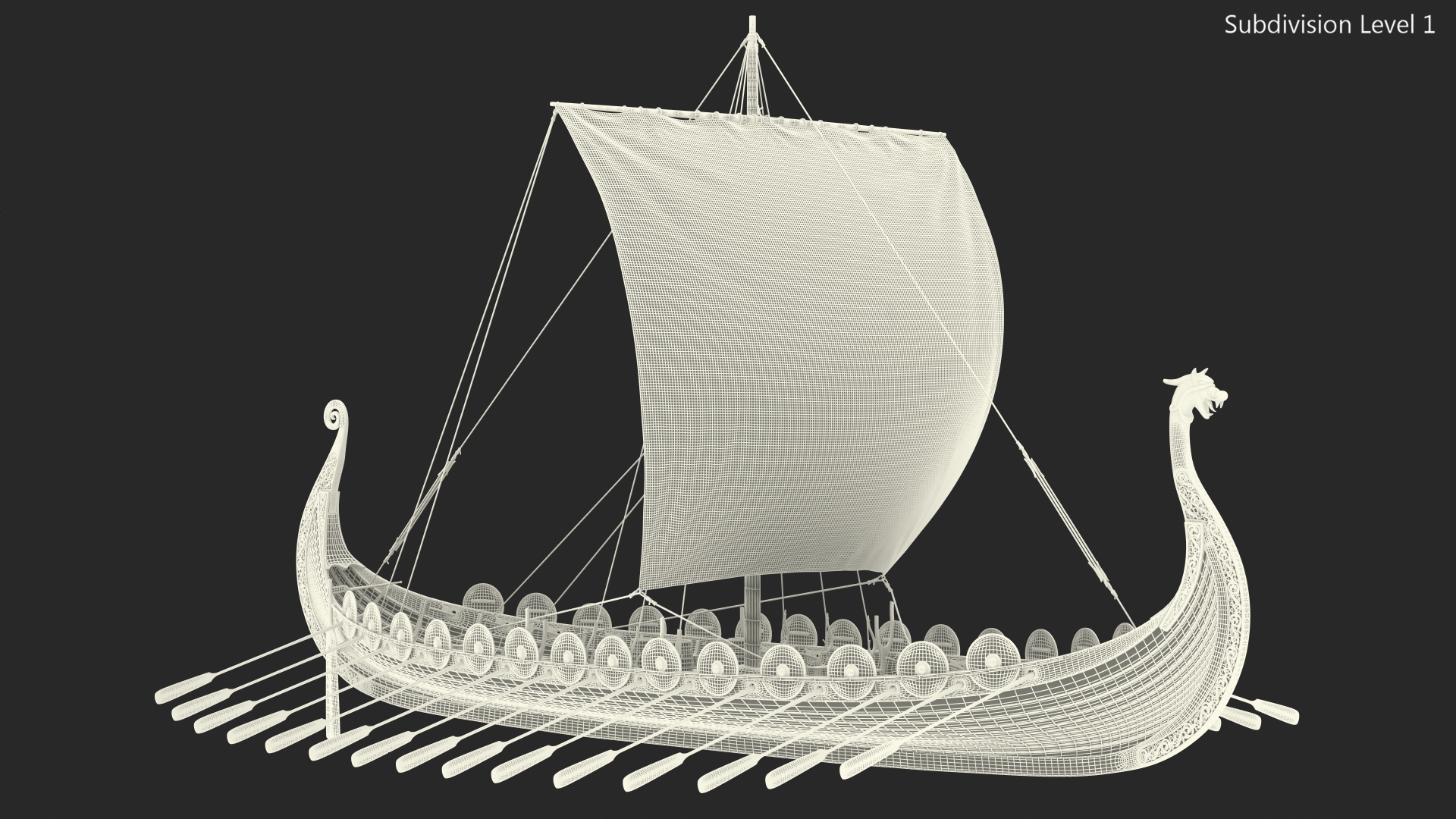 3D model Viking Drakkar Sail Green