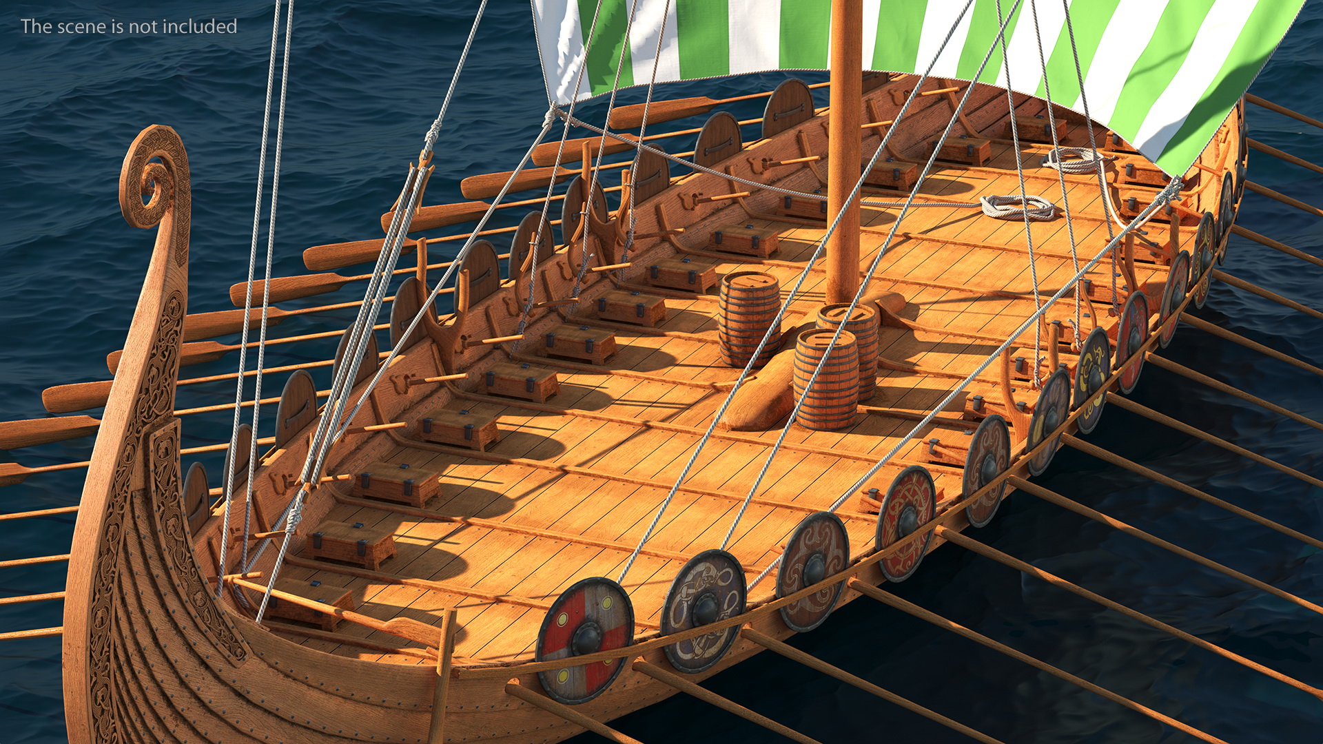 3D model Viking Drakkar Sail Green