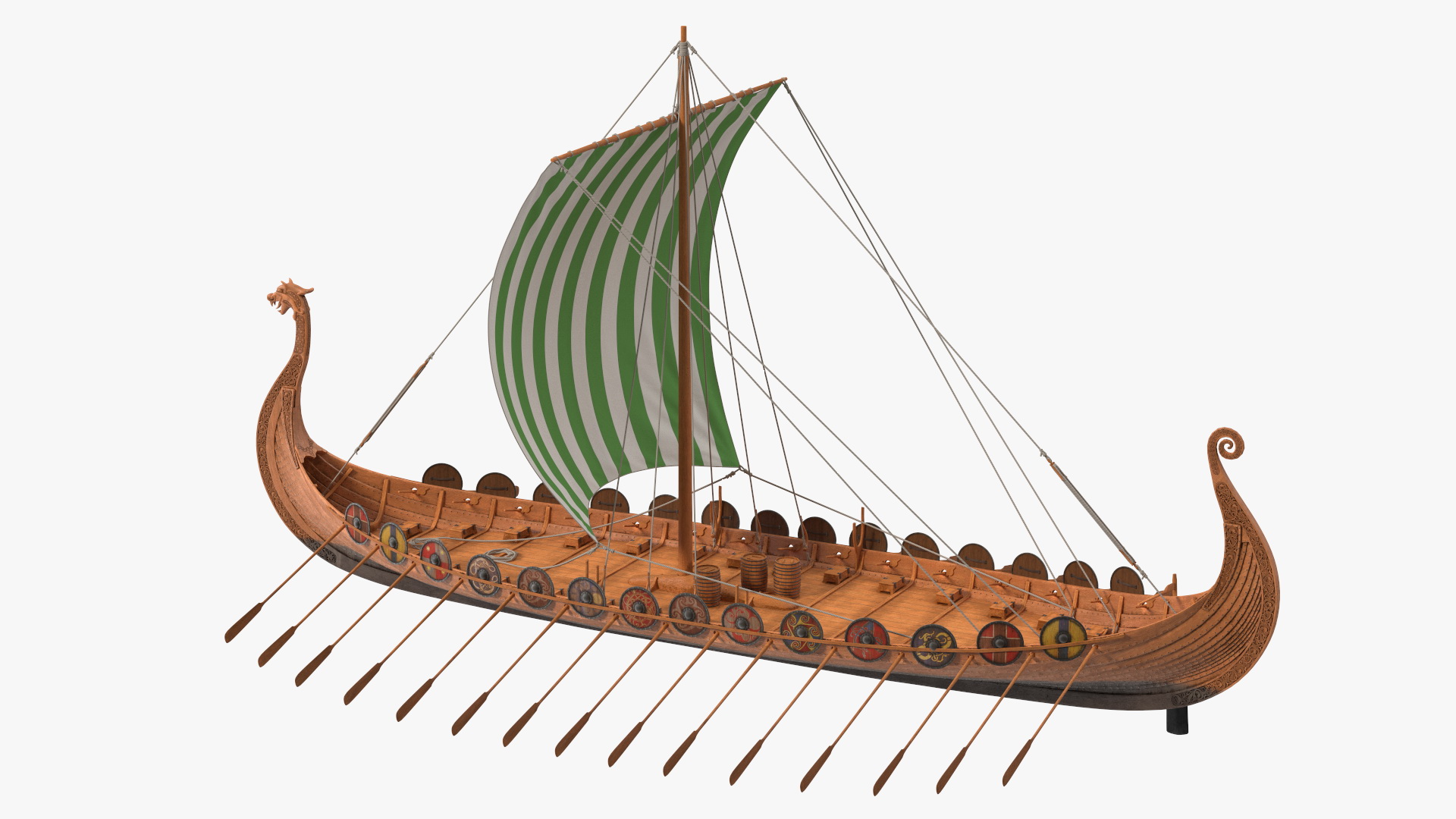 3D model Viking Drakkar Sail Green