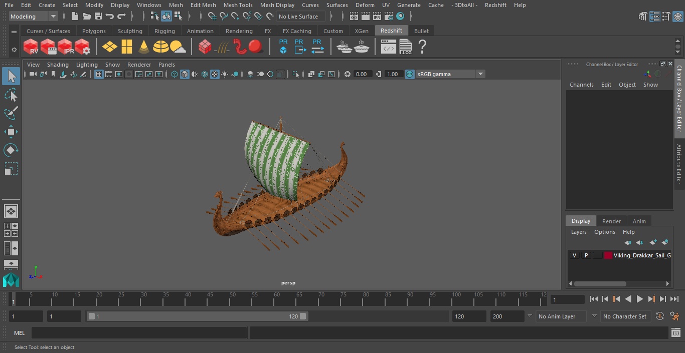3D model Viking Drakkar Sail Green