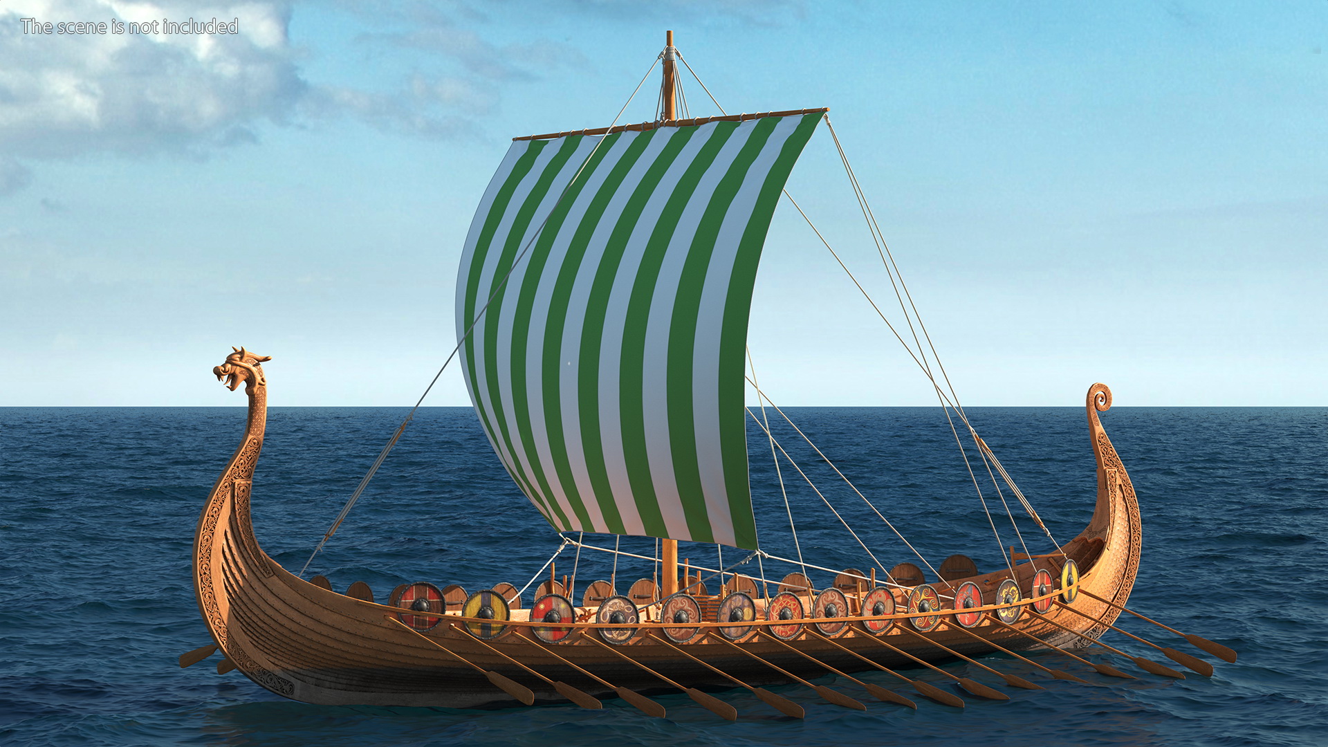 3D model Viking Drakkar Sail Green