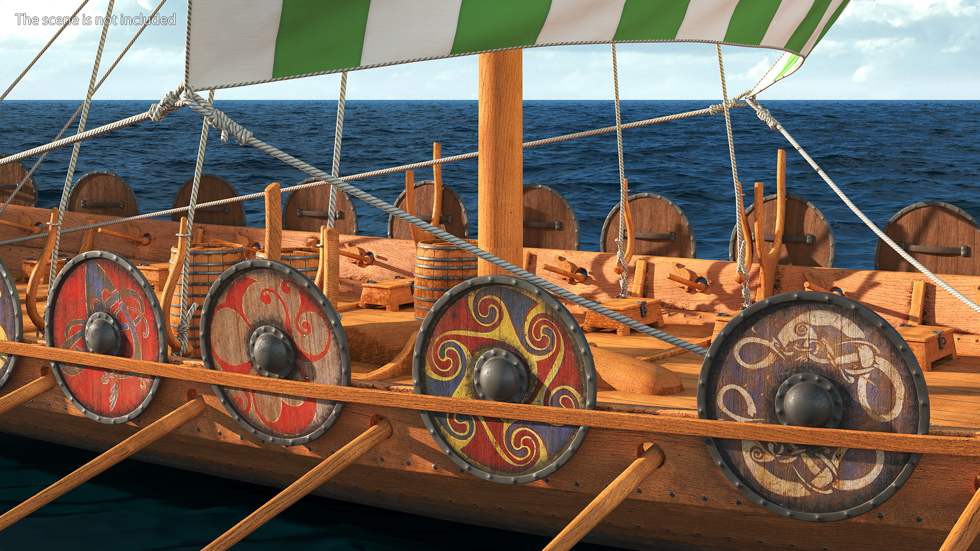 3D model Viking Drakkar Sail Green