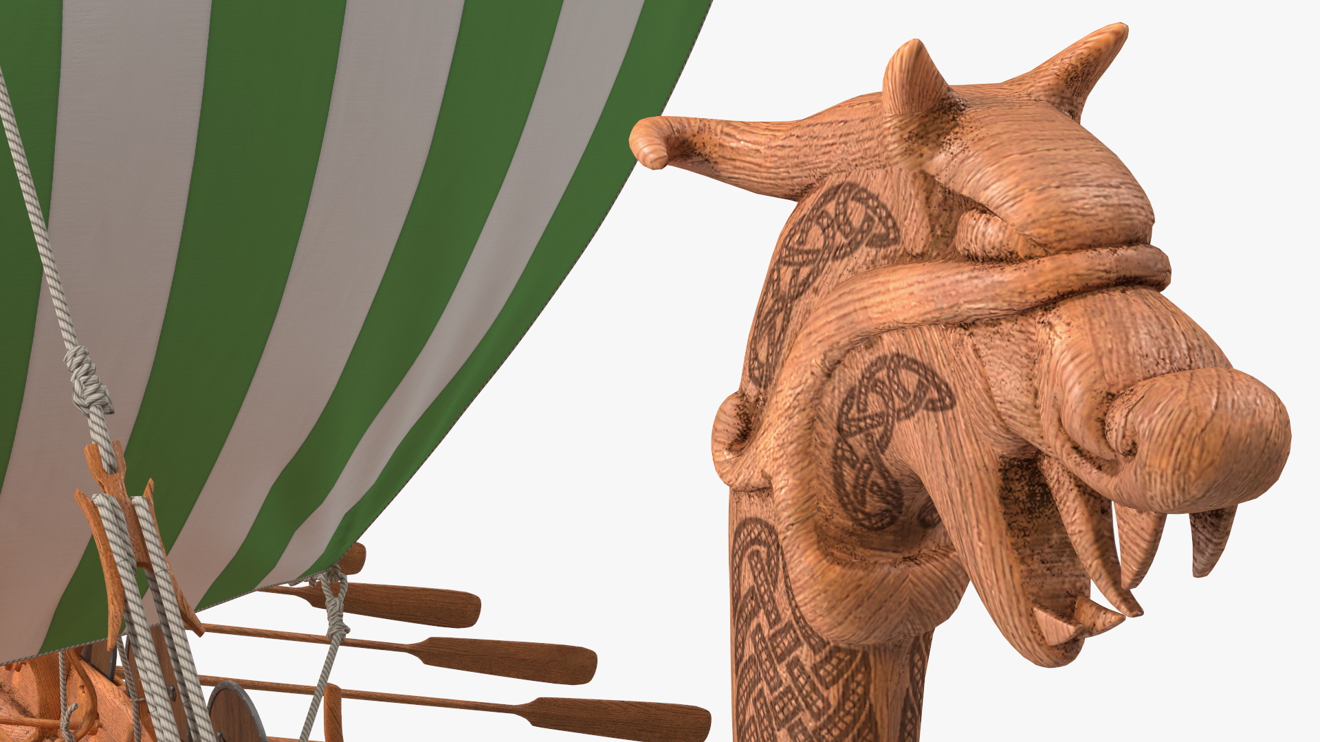 3D model Viking Drakkar Sail Green