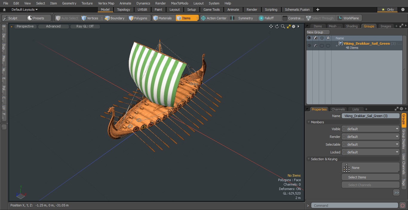 3D model Viking Drakkar Sail Green