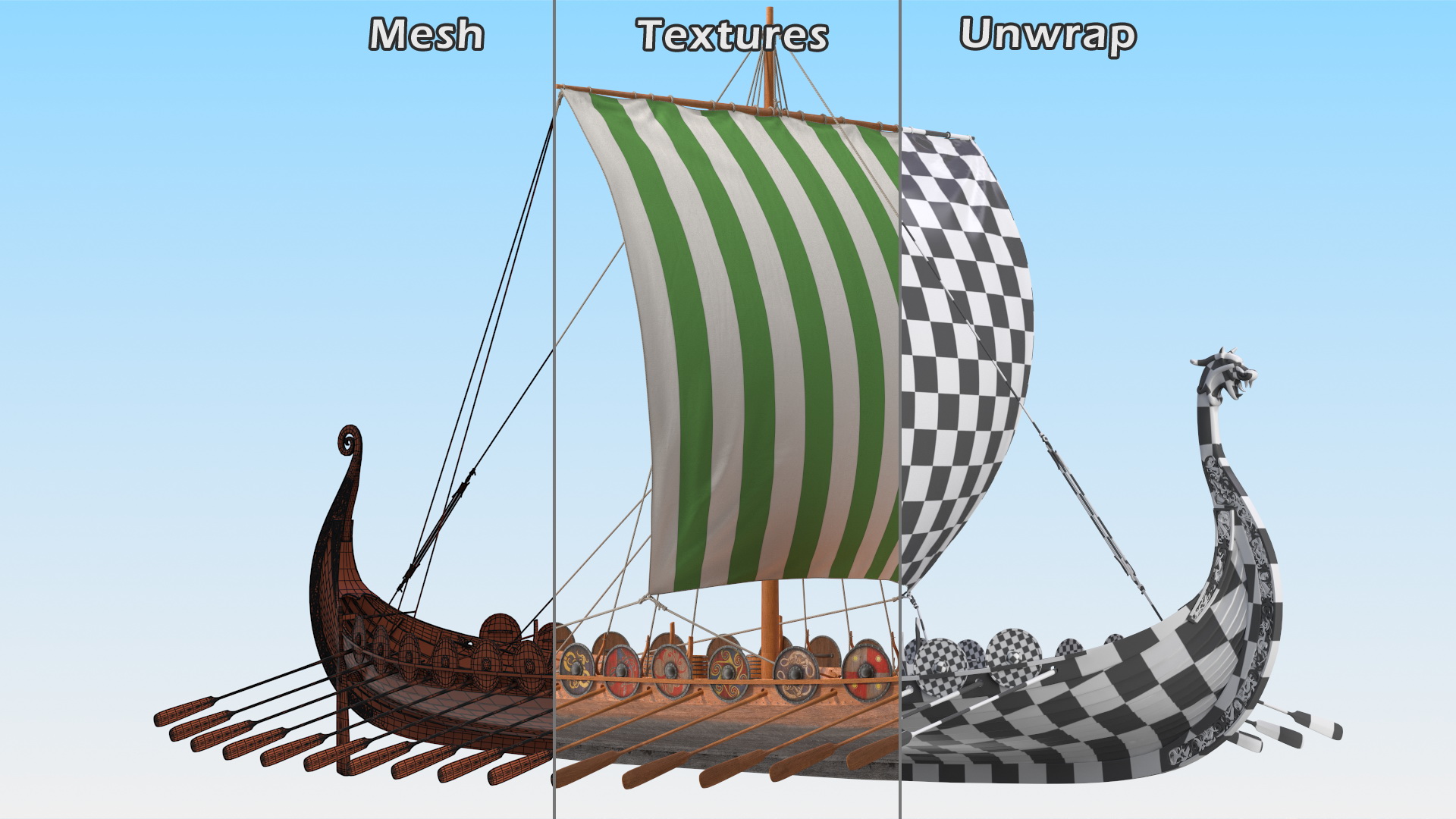 3D model Viking Drakkar Sail Green