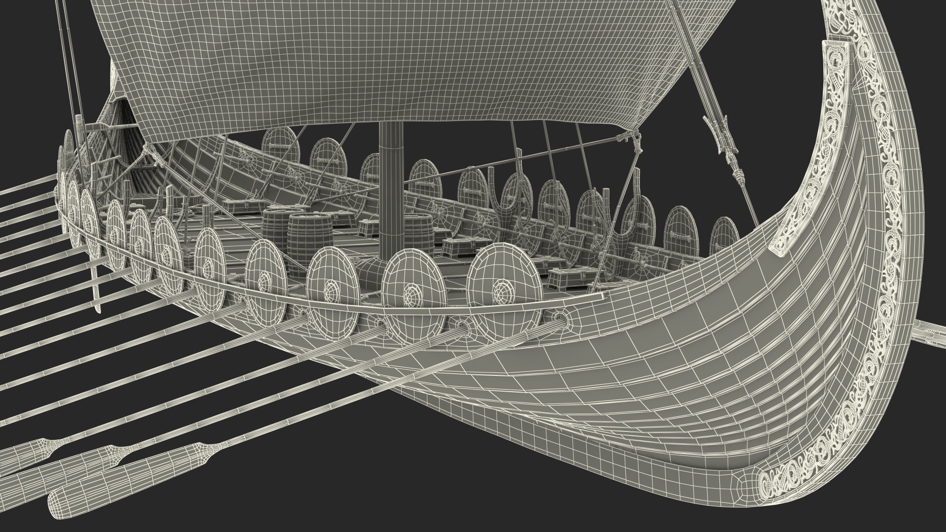3D model Viking Drakkar Sail Green