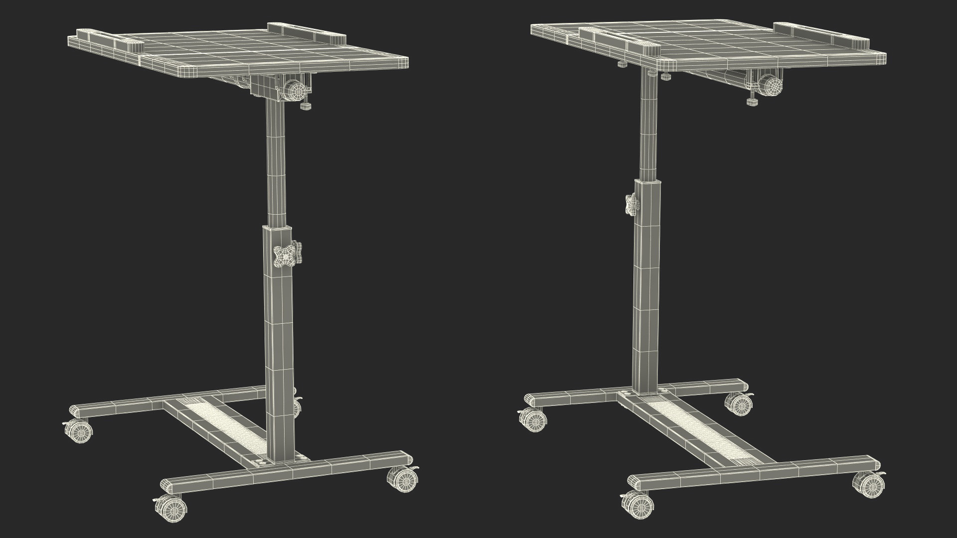 Overbed Rolling Laptop Table White 3D model