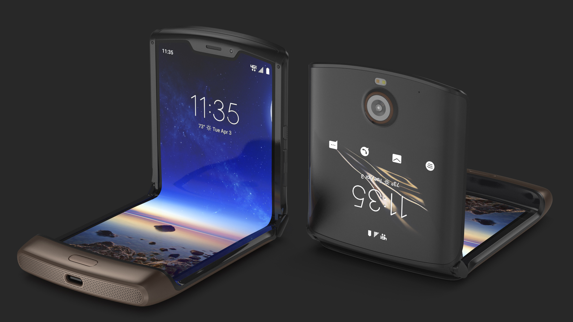 3D Bronze Motorola Razr Flip Phone 2020 Rigged model