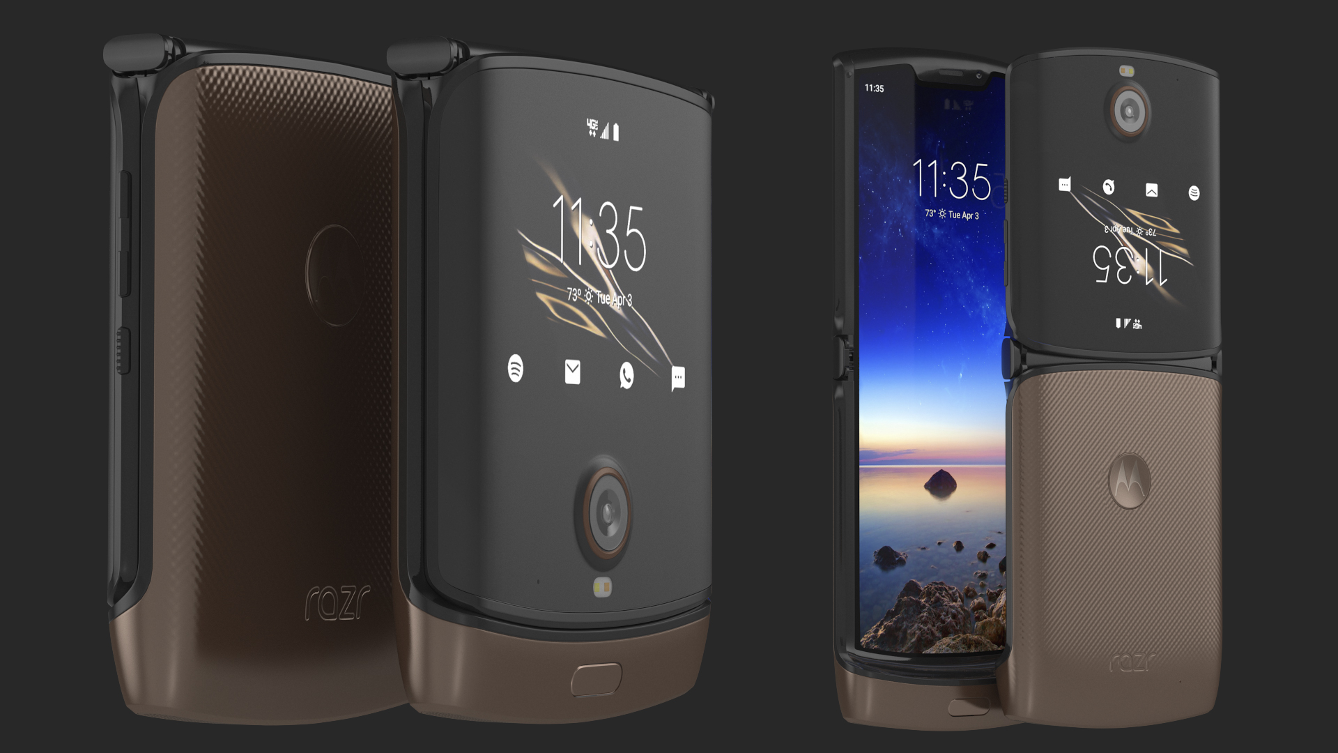 3D Bronze Motorola Razr Flip Phone 2020 Rigged model