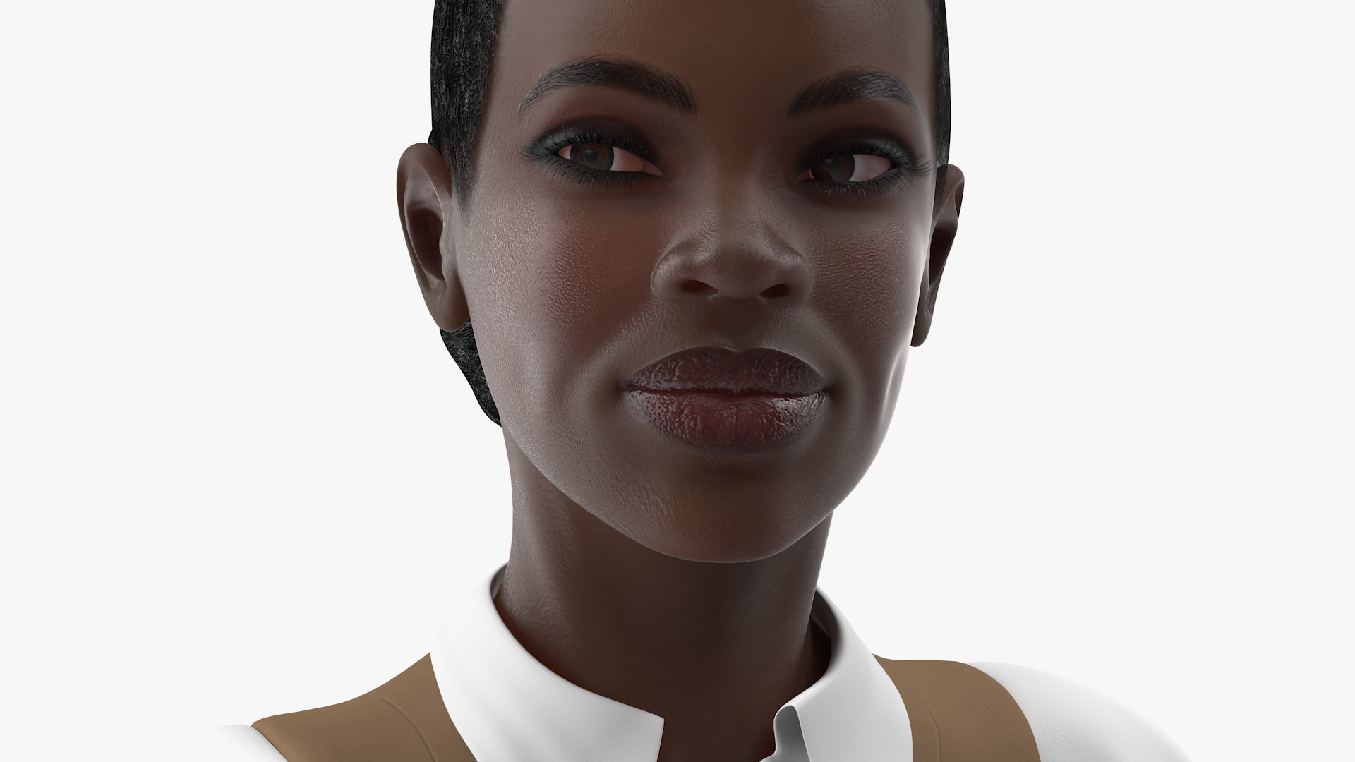 Dark Skin Business Style Woman Standing Pose 3D model
