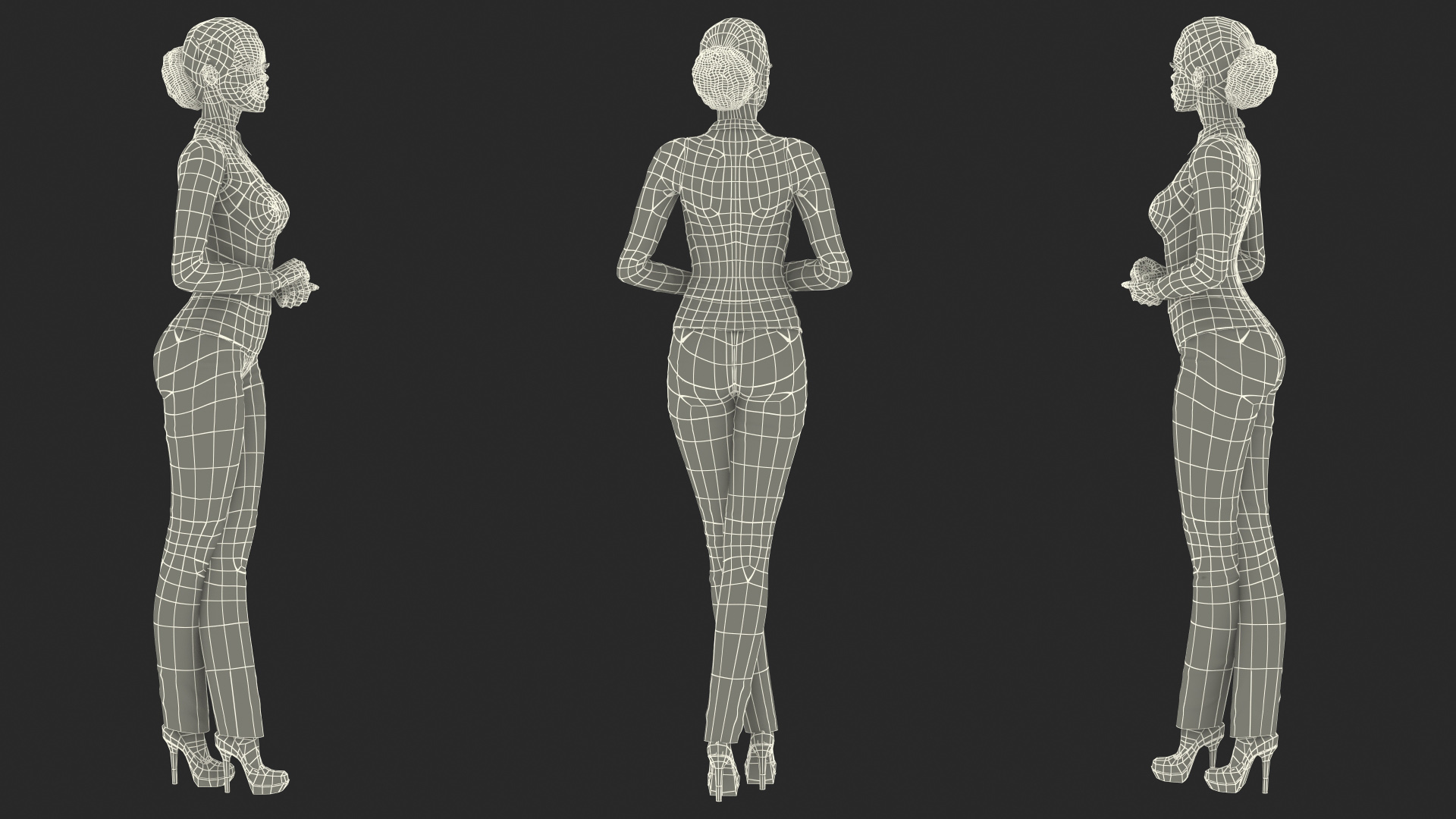 Dark Skin Business Style Woman Standing Pose 3D model