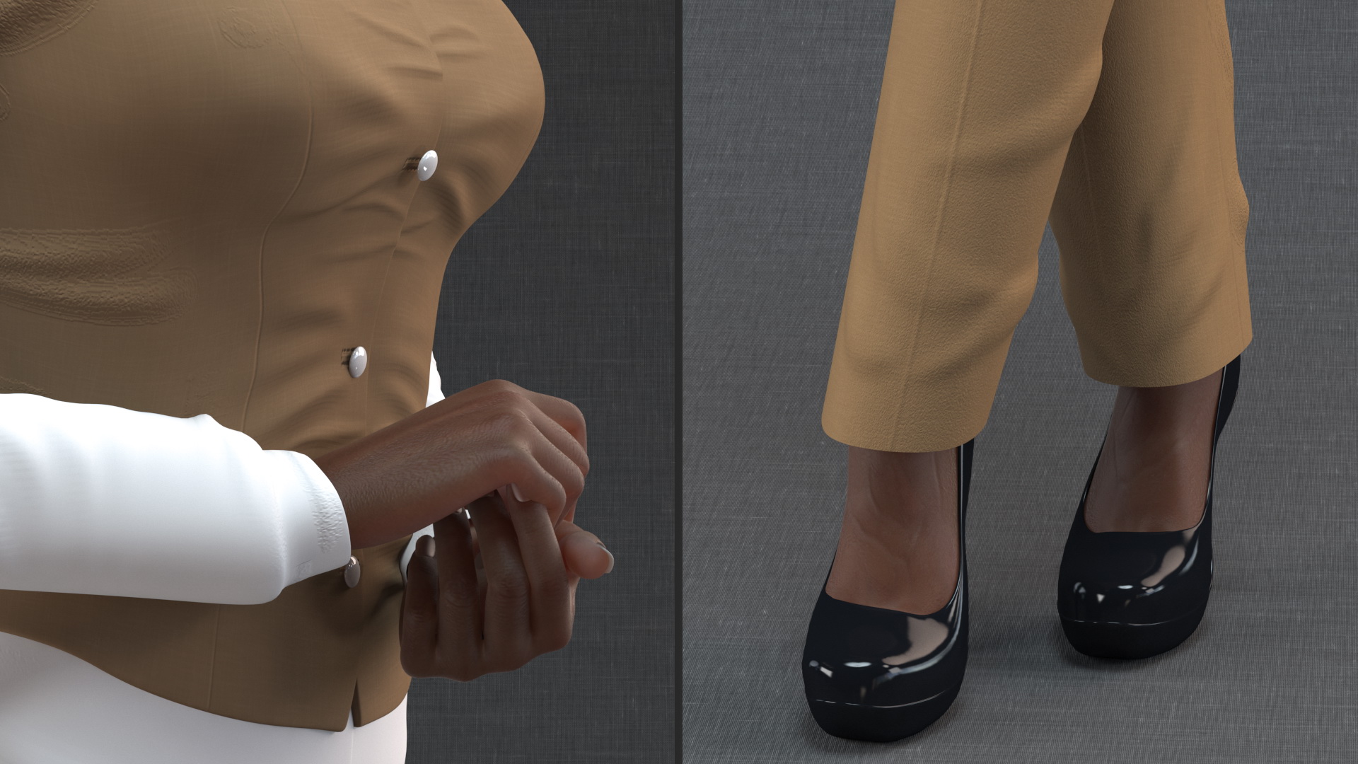 Dark Skin Business Style Woman Standing Pose 3D model