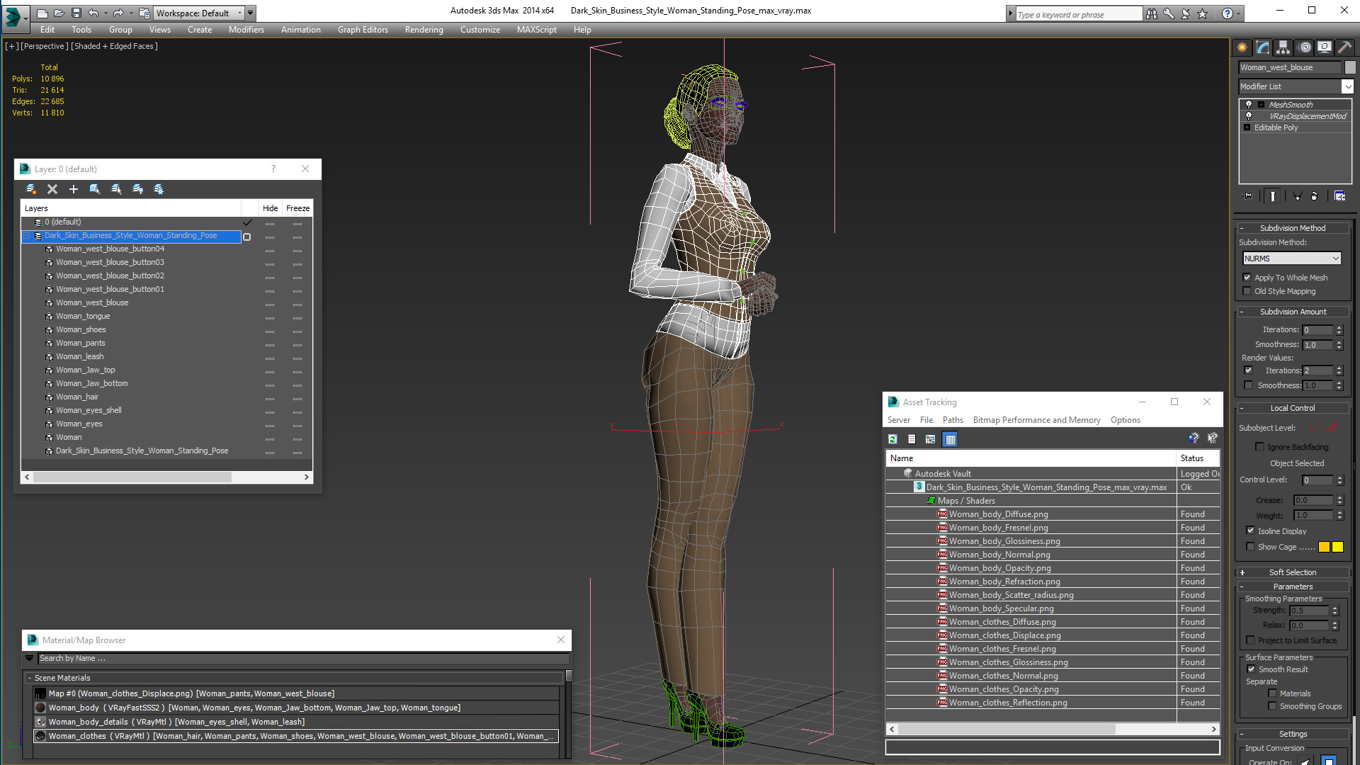 Dark Skin Business Style Woman Standing Pose 3D model