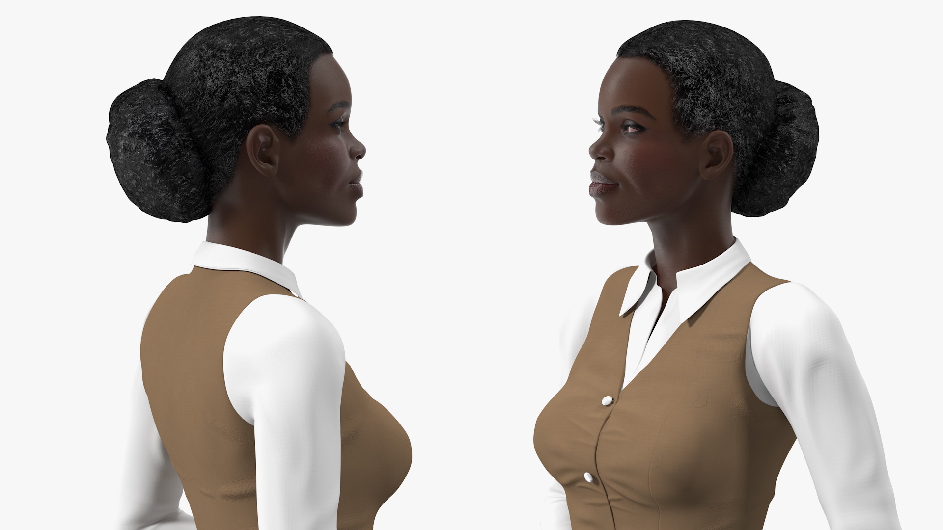 Dark Skin Business Style Woman Standing Pose 3D model