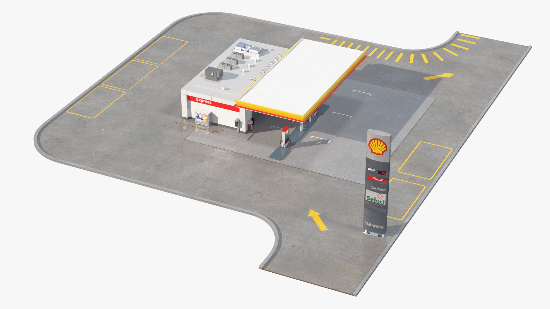 3D Shell Gas Station Small model