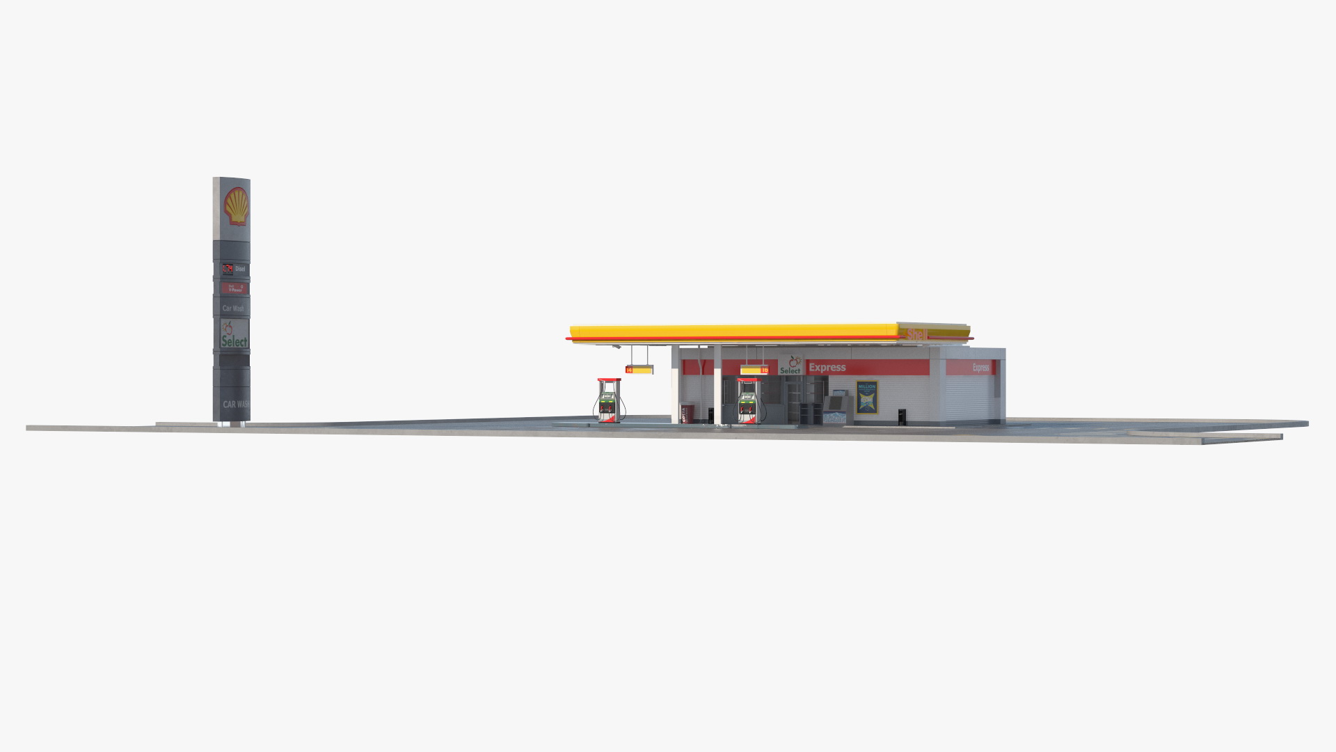 3D Shell Gas Station Small model