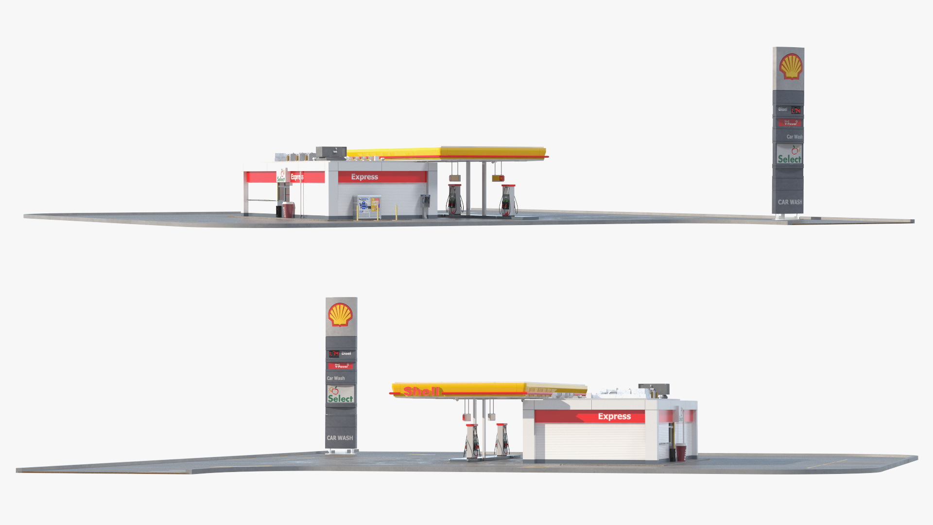 3D Shell Gas Station Small model