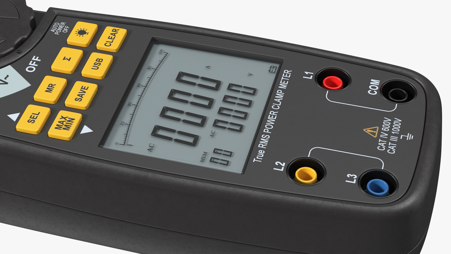 Clamp Digital Wattmeter Black 3D model