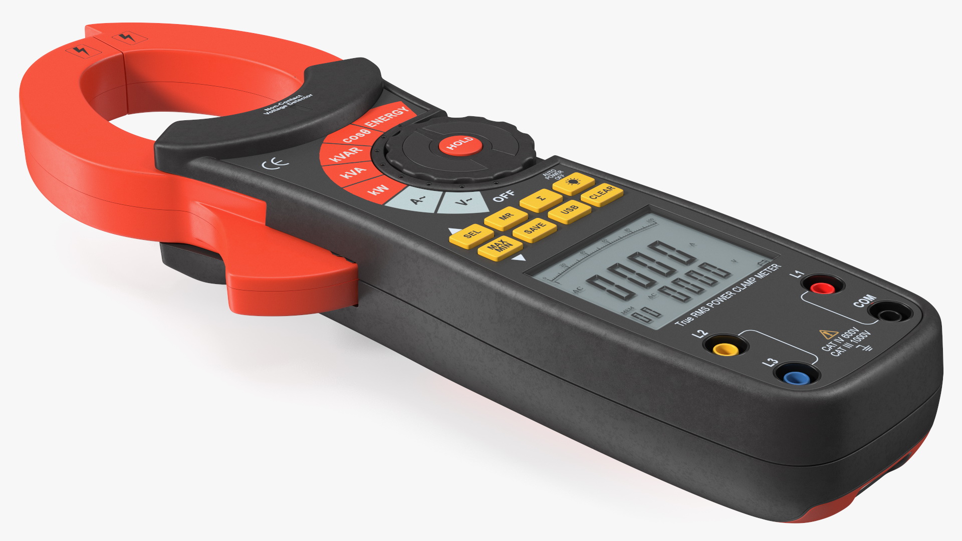 Clamp Digital Wattmeter Black 3D model