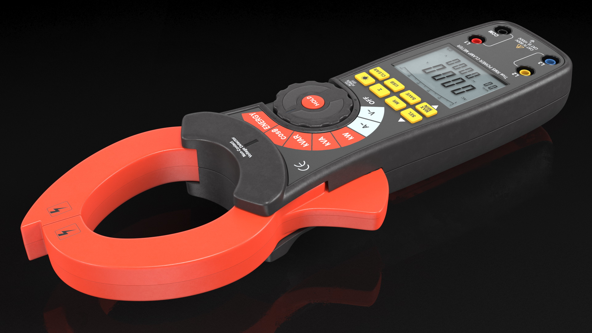 Clamp Digital Wattmeter Black 3D model