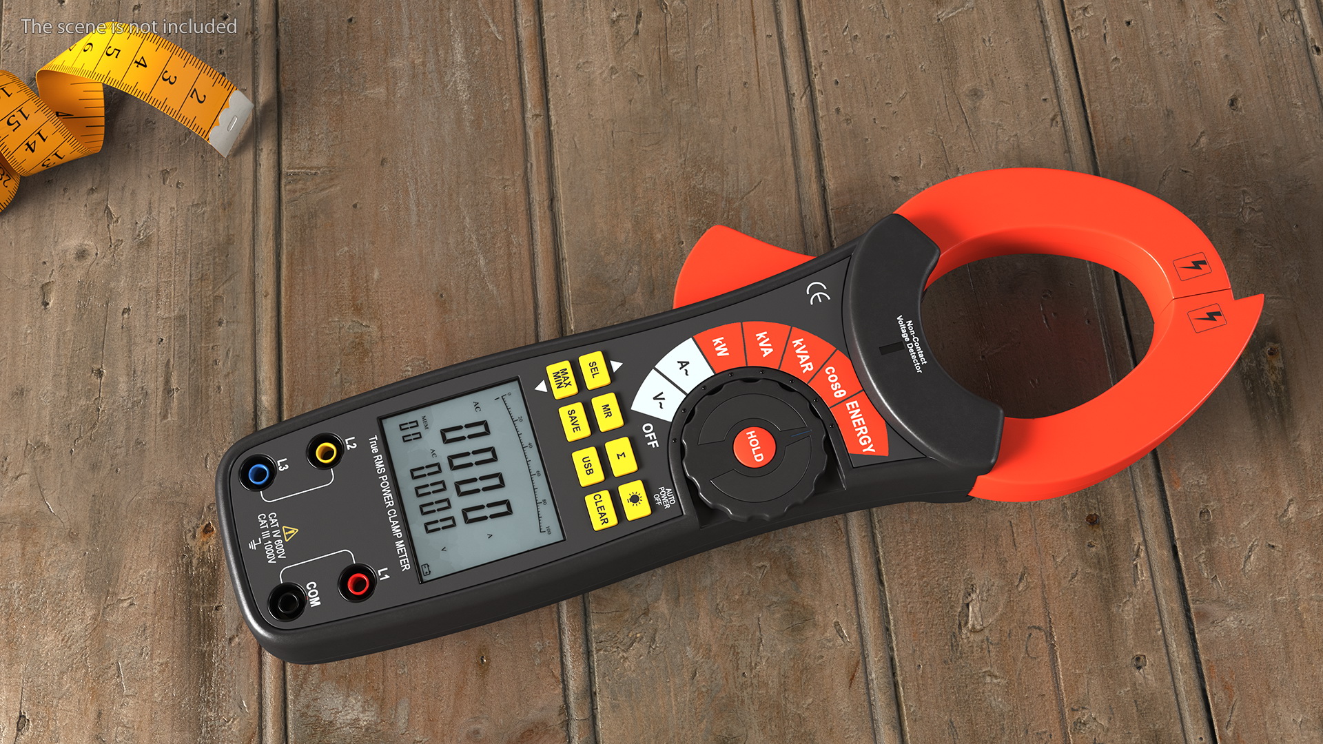 Clamp Digital Wattmeter Black 3D model