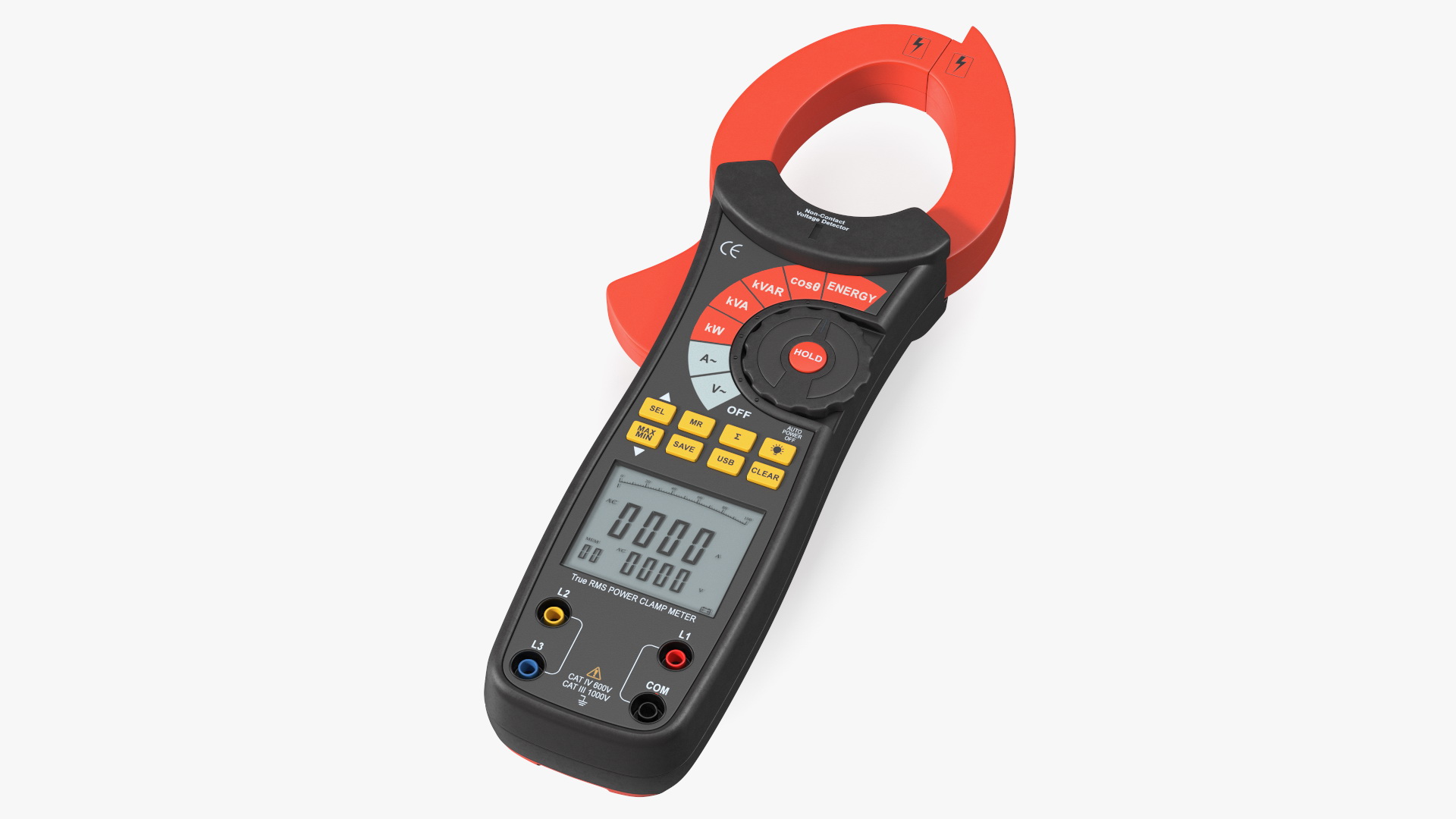 Clamp Digital Wattmeter Black 3D model