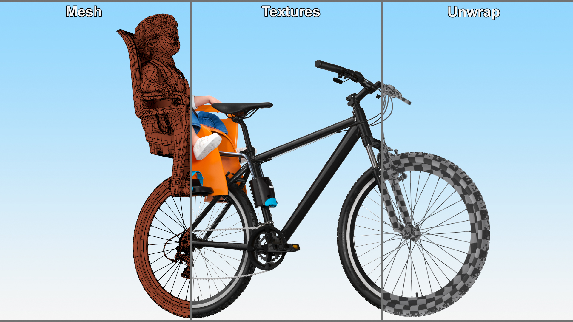 3D Toddler in Thule Safety Seat on Bike