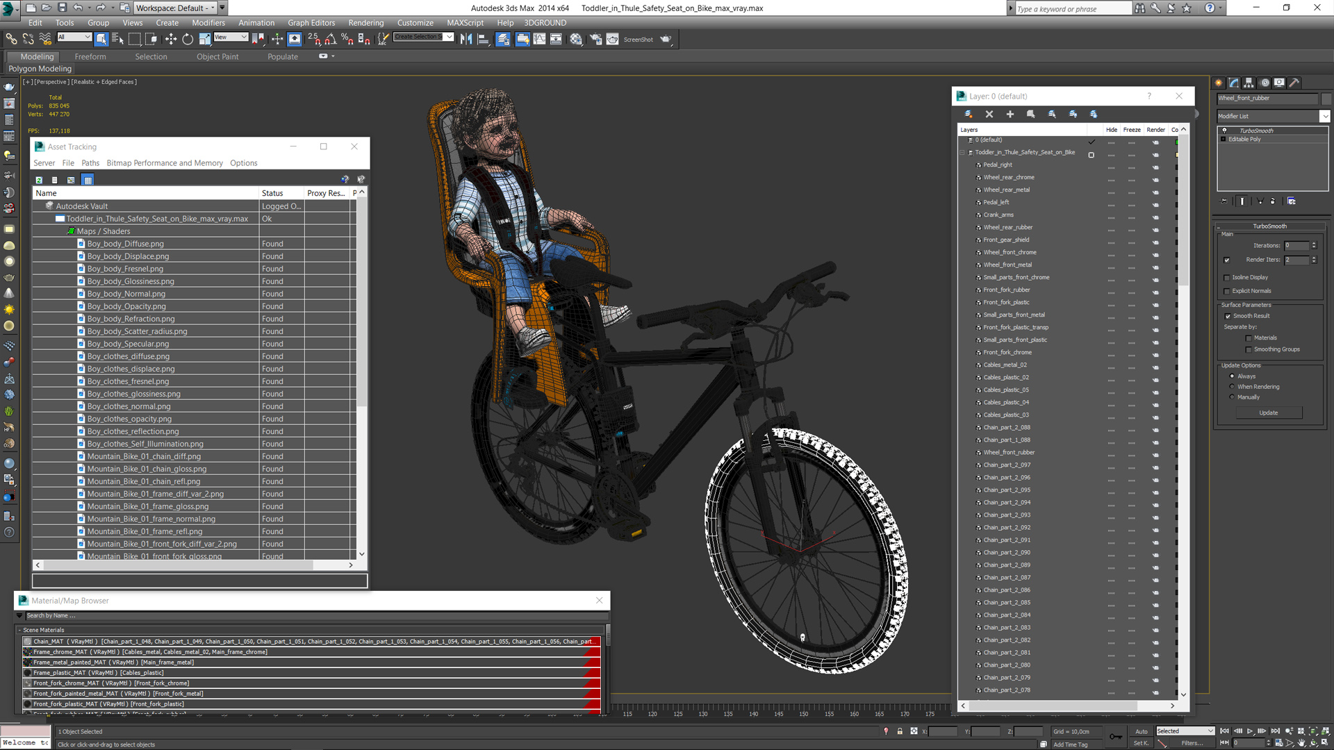 3D Toddler in Thule Safety Seat on Bike