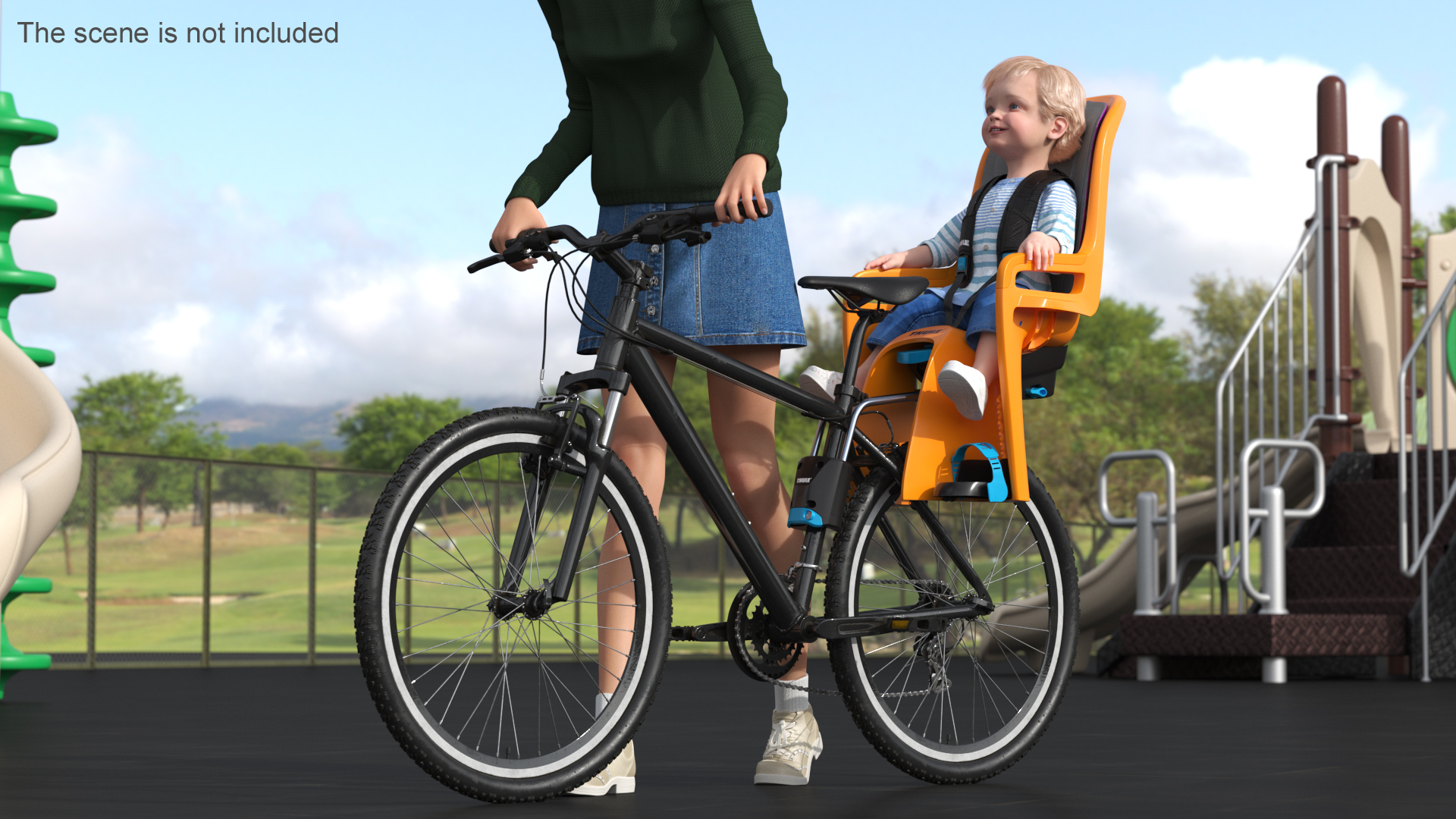 3D Toddler in Thule Safety Seat on Bike