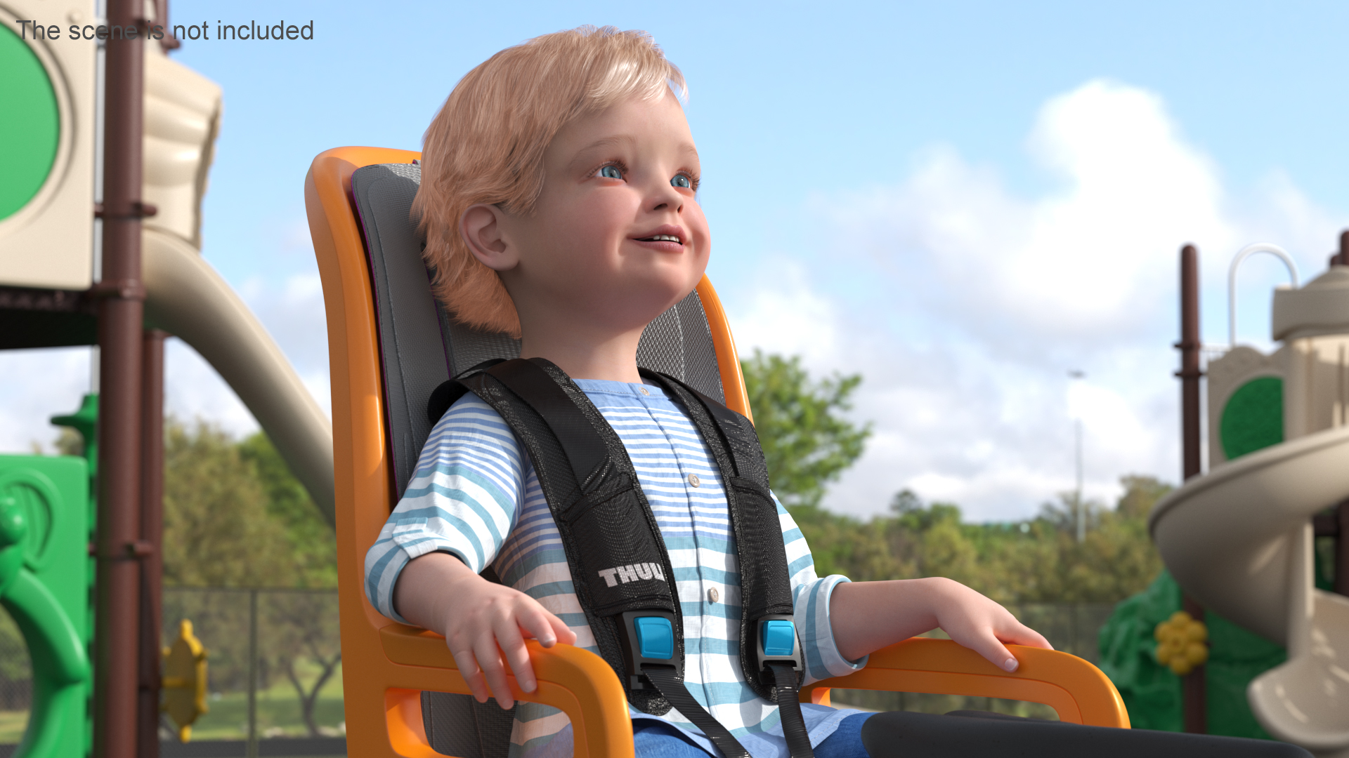3D Toddler in Thule Safety Seat on Bike