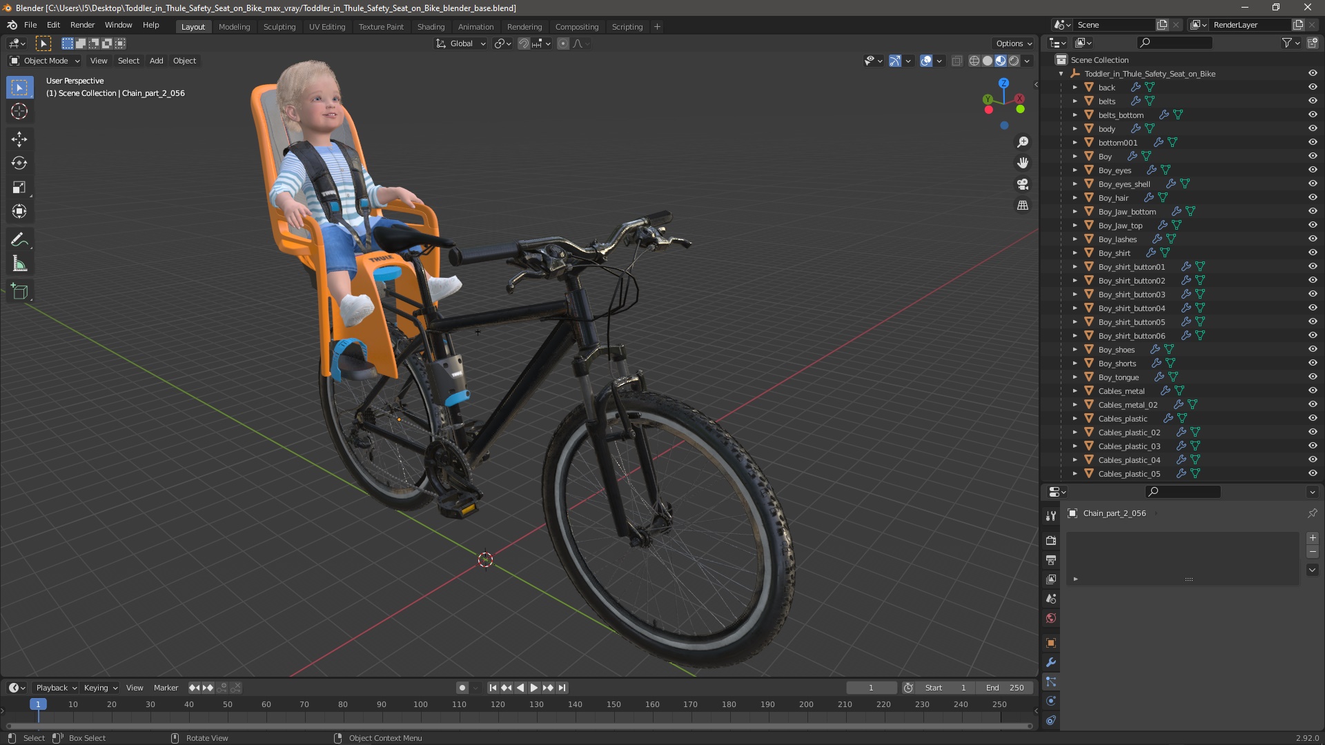 3D Toddler in Thule Safety Seat on Bike