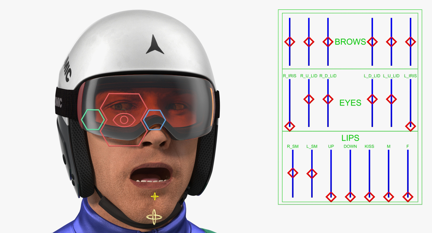 3D Downhill Male Skier Rigged
