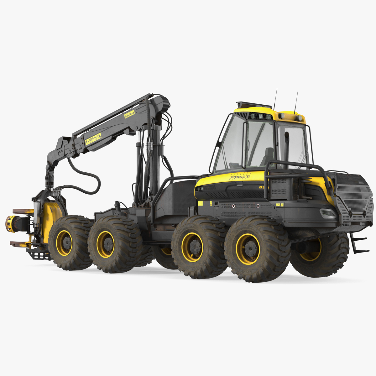 3D model Forestry Harvester PONSSE Bear 8W Dirty Rigged for Maya