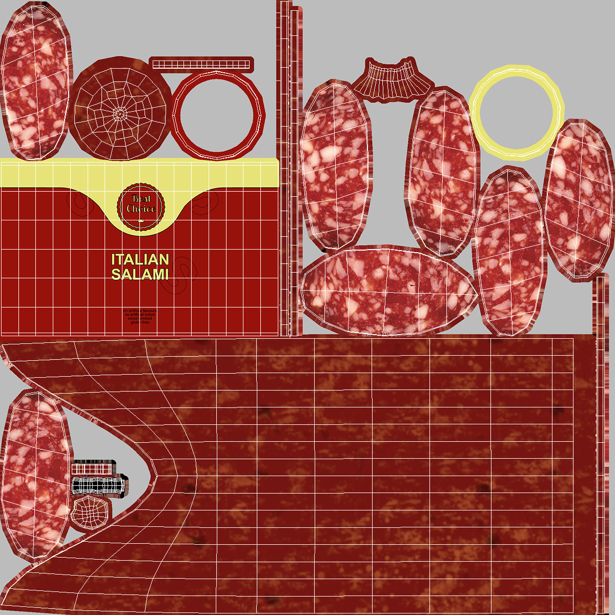 Sliced Salami Stick 3D model