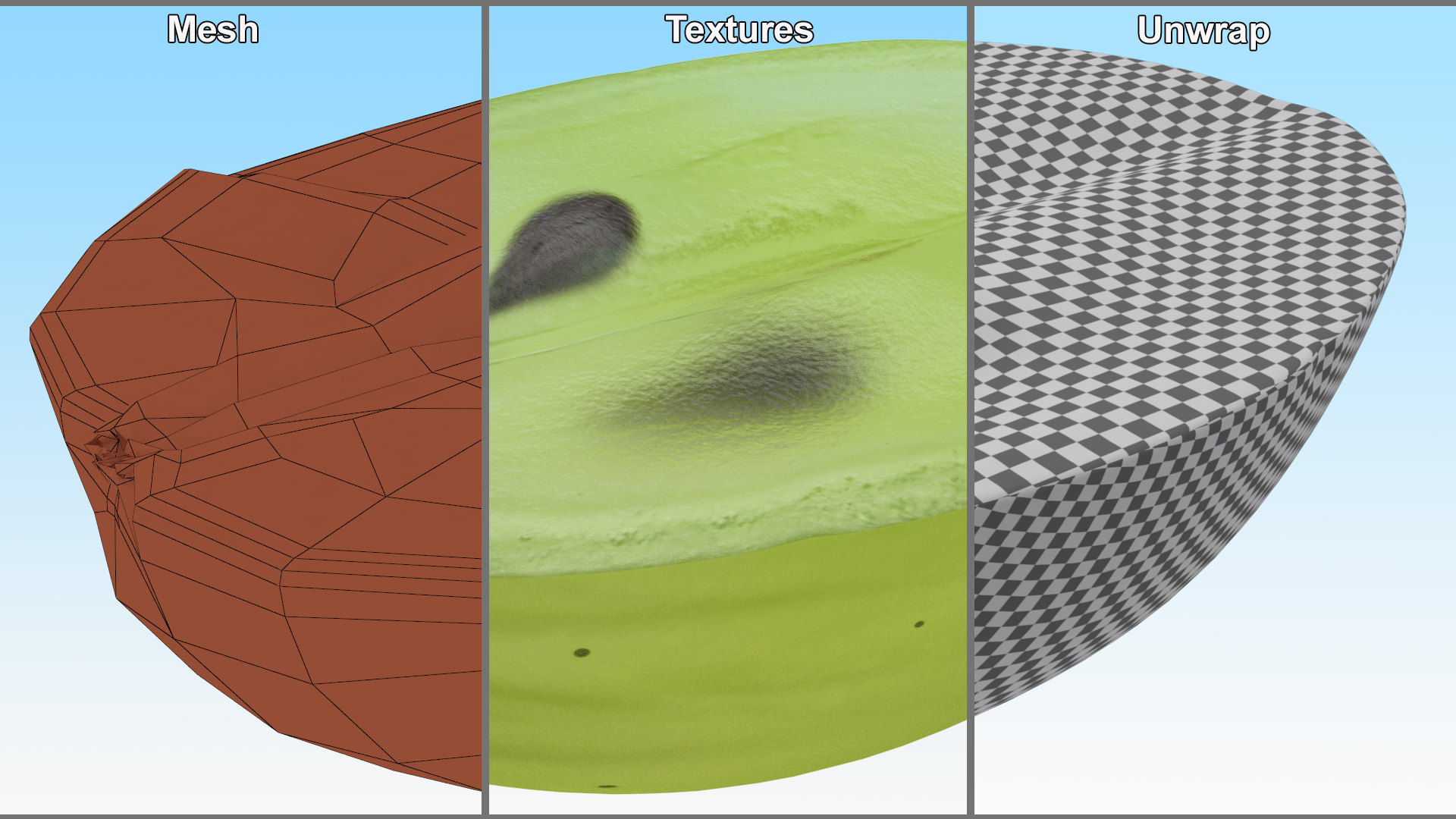 3D Translucent Slice of Green Grape Fruit model