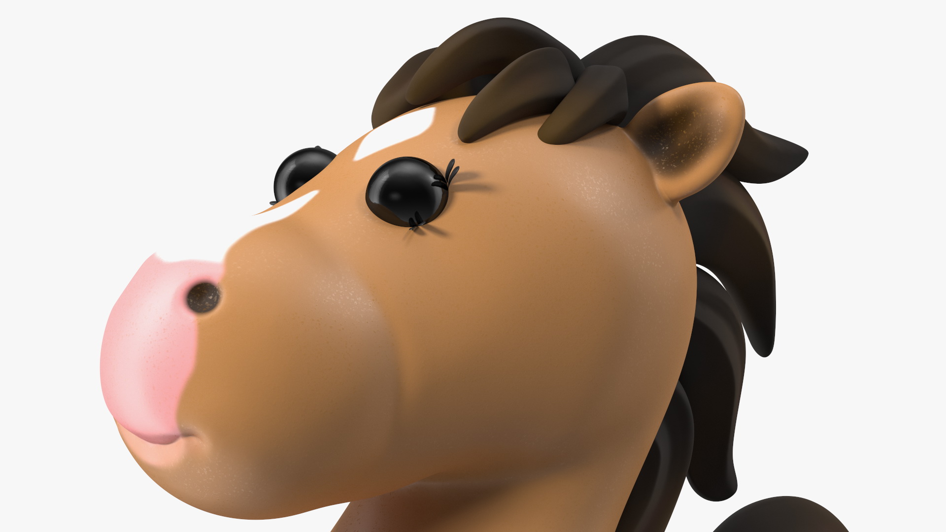 Brown Cartoon Horse Jumping Pose 3D