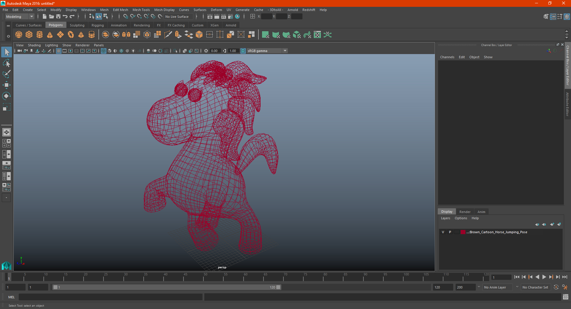 Brown Cartoon Horse Jumping Pose 3D