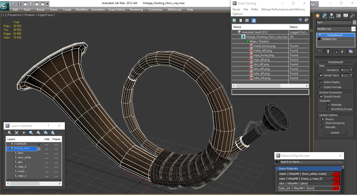 3D model Vintage Hunting Horn