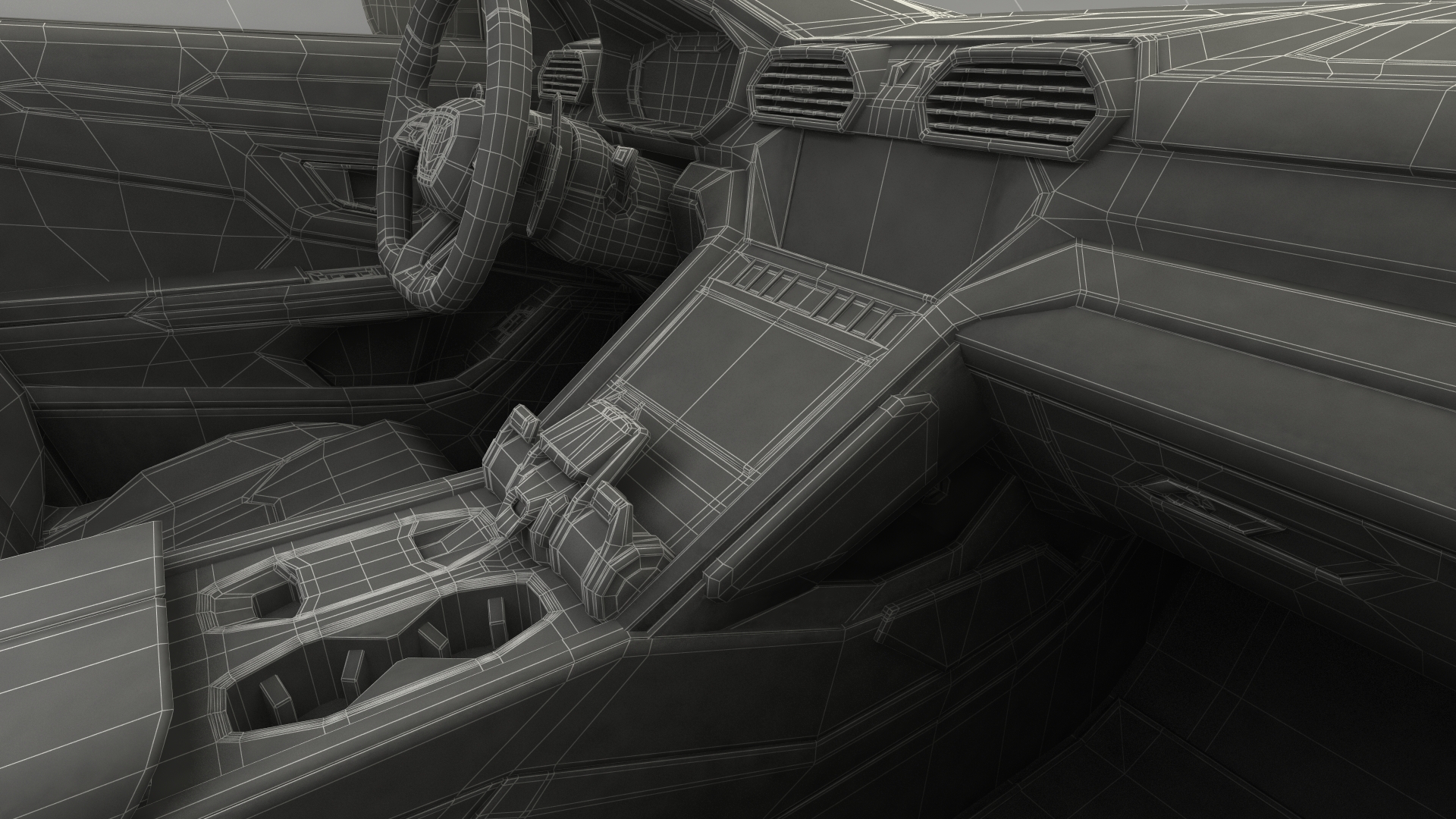 3D Super Luxury SUV Lights ON Rigged model