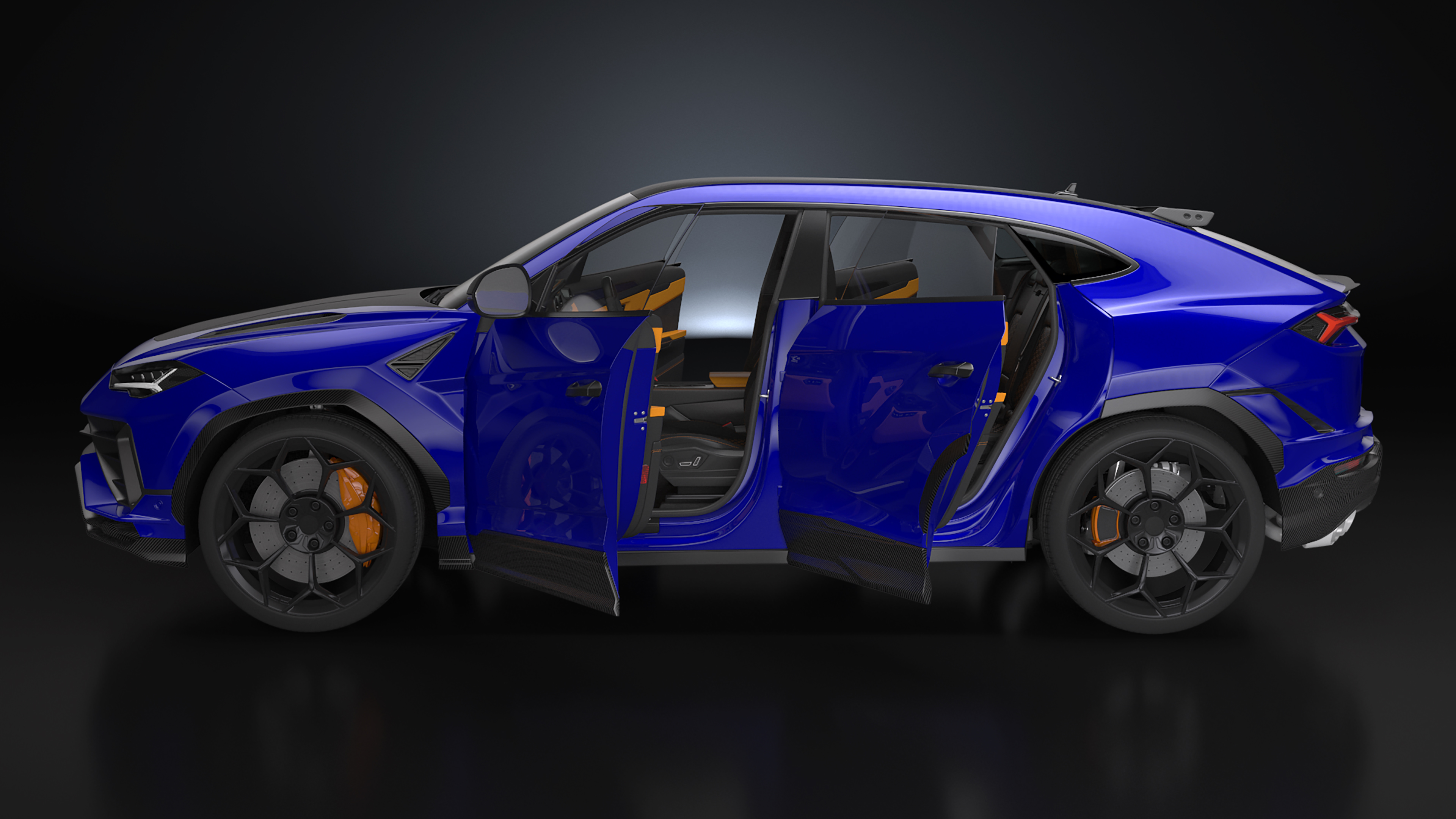 3D Super Luxury SUV Lights ON Rigged model