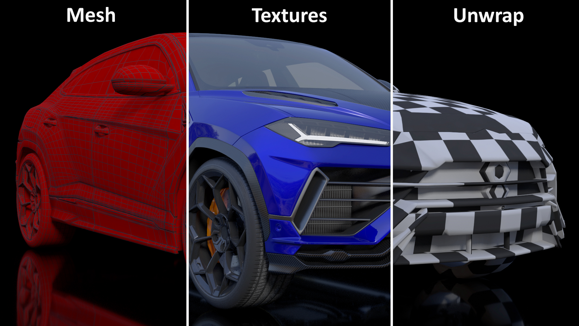 3D Super Luxury SUV Lights ON Rigged model