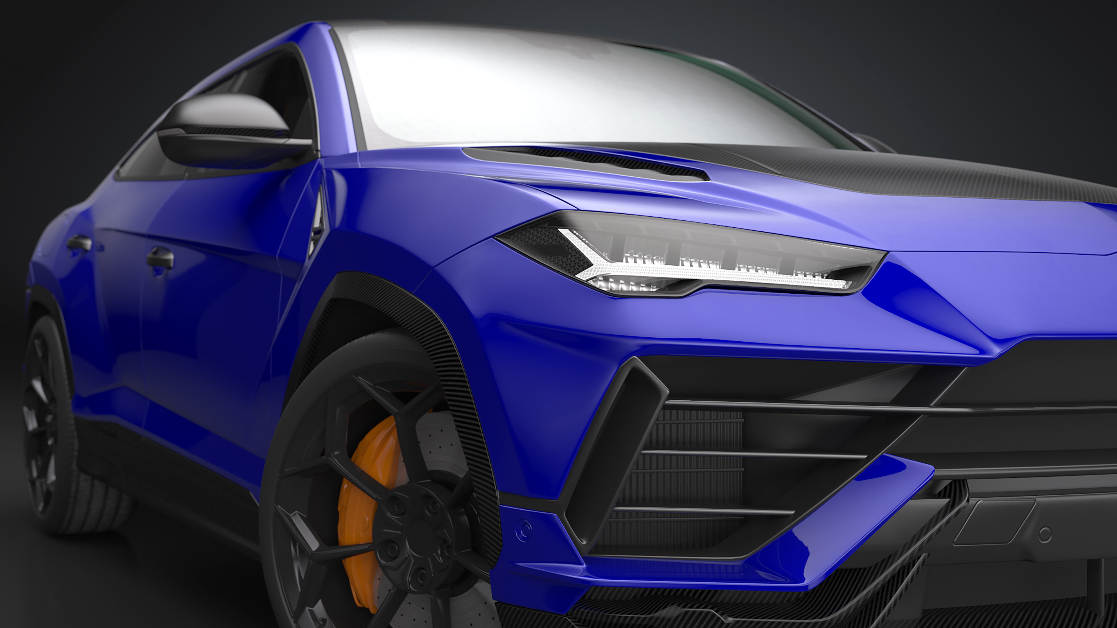 3D Super Luxury SUV Lights ON Rigged model