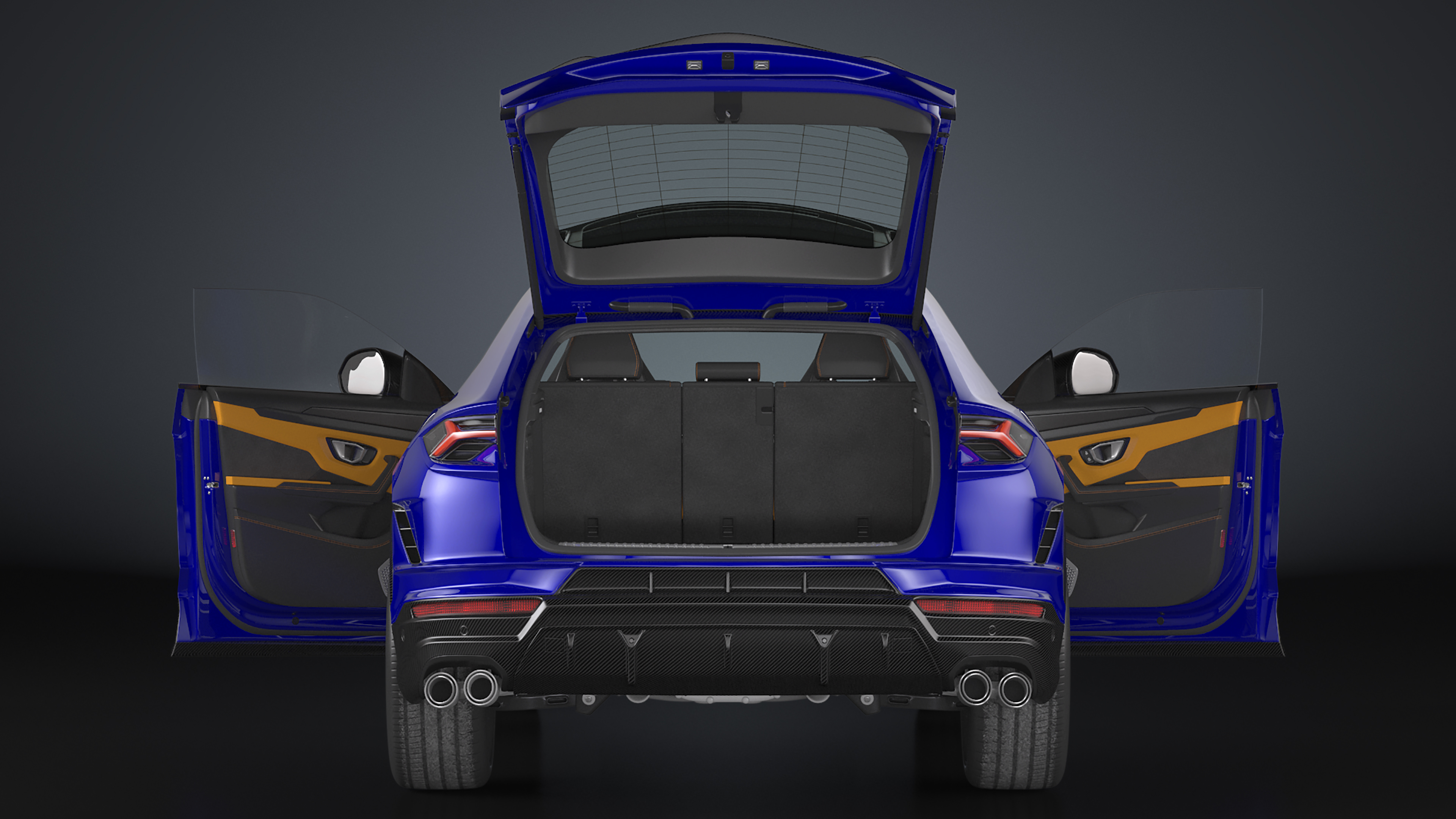 3D Super Luxury SUV Lights ON Rigged model