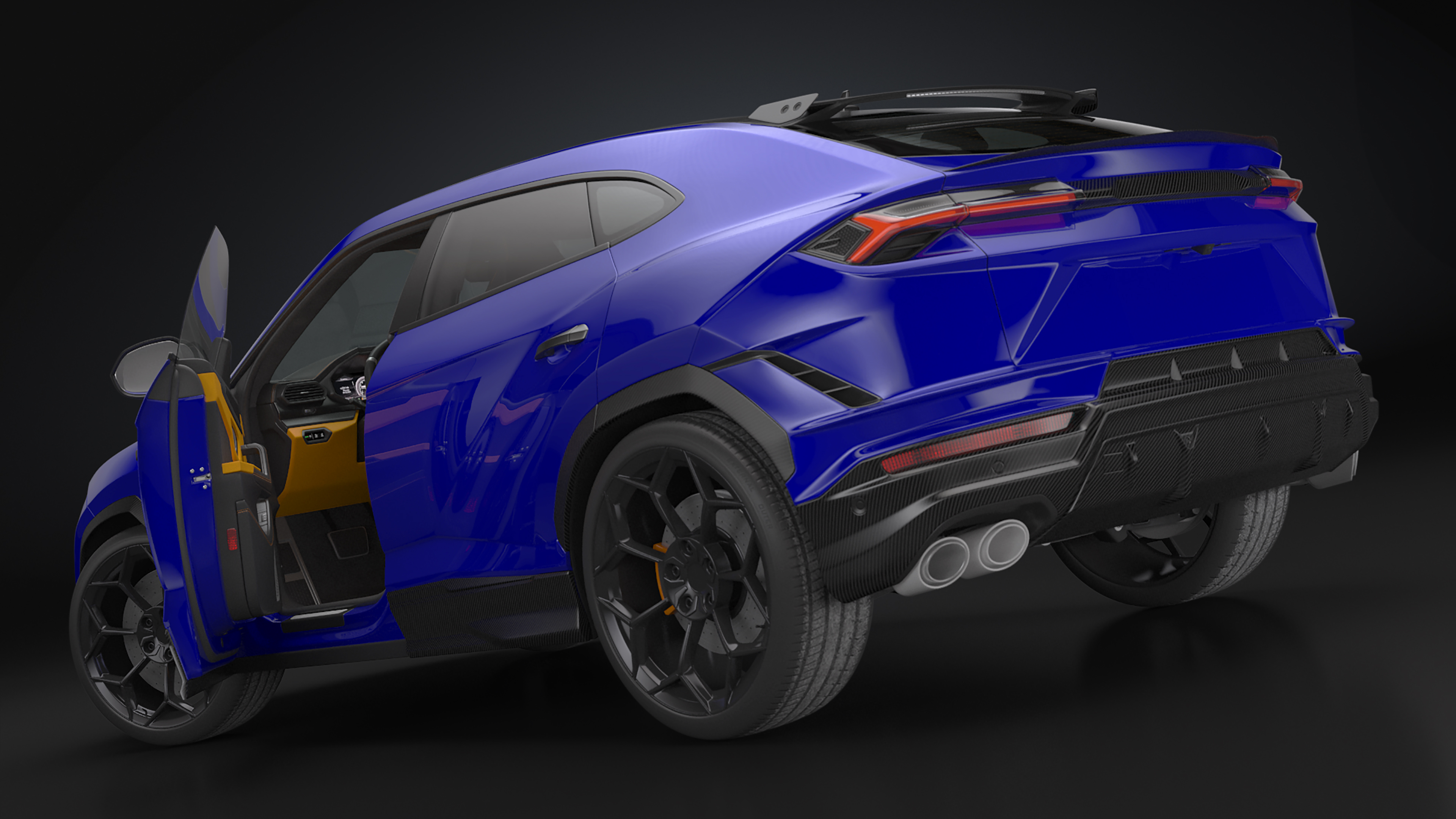 3D Super Luxury SUV Lights ON Rigged model
