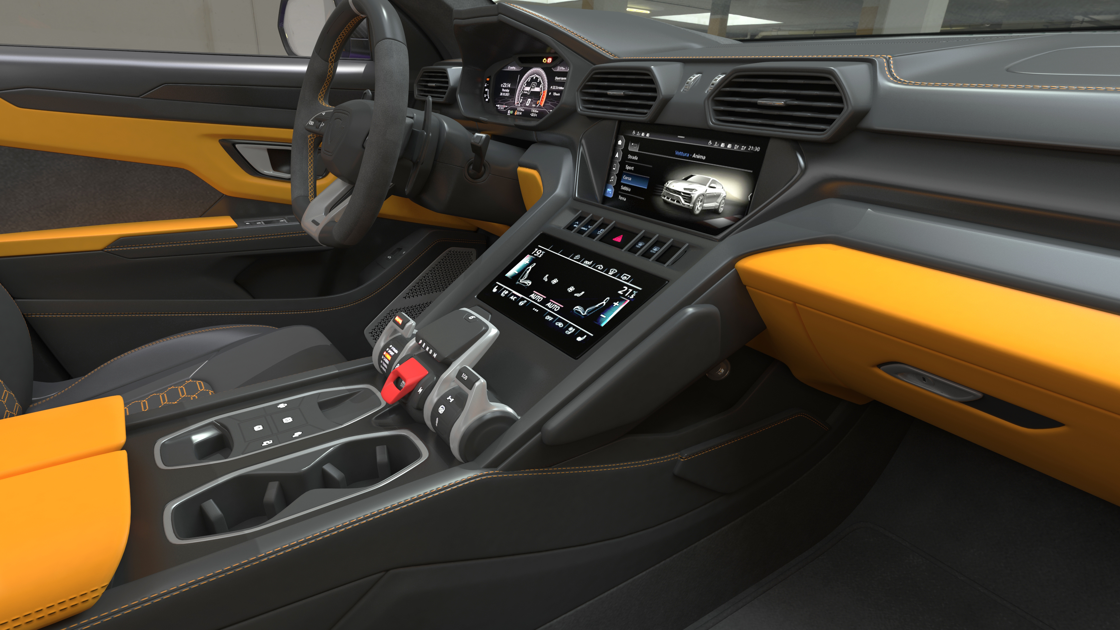 3D Super Luxury SUV Lights ON Rigged model