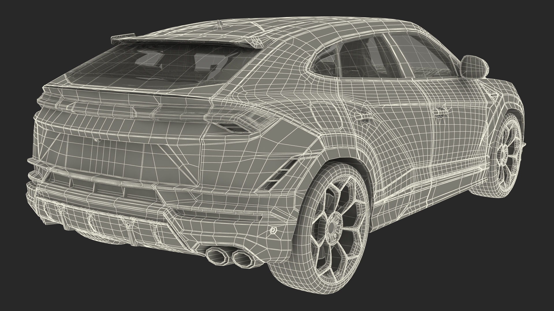 3D Super Luxury SUV Lights ON Rigged model