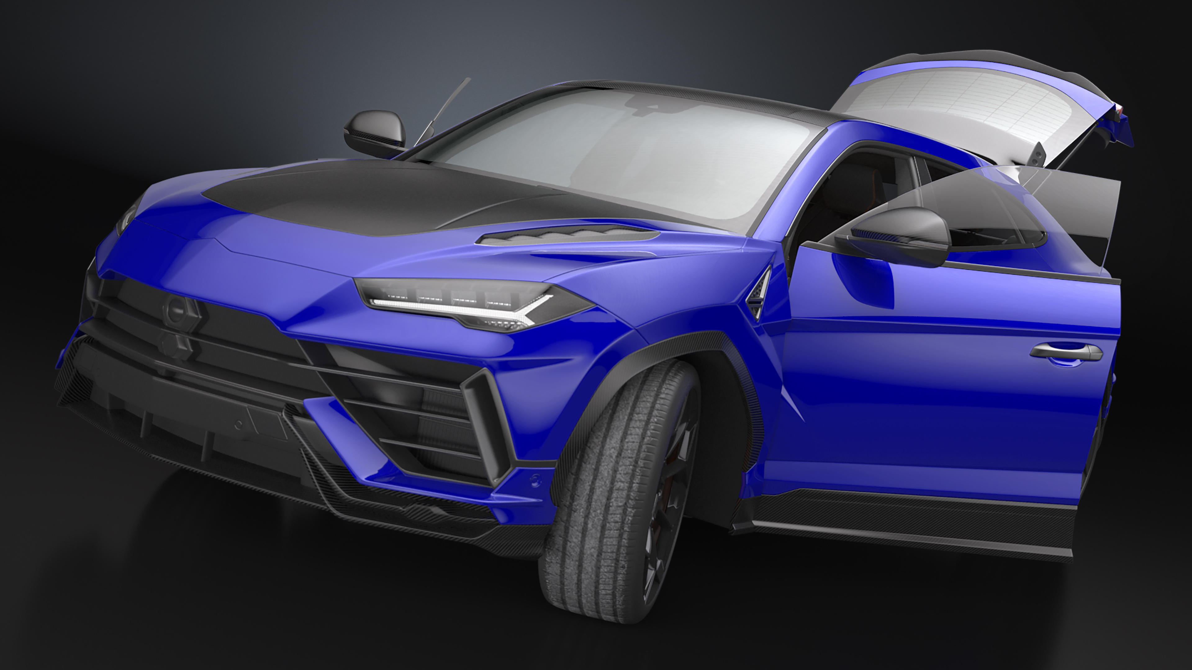 3D Super Luxury SUV Lights ON Rigged model
