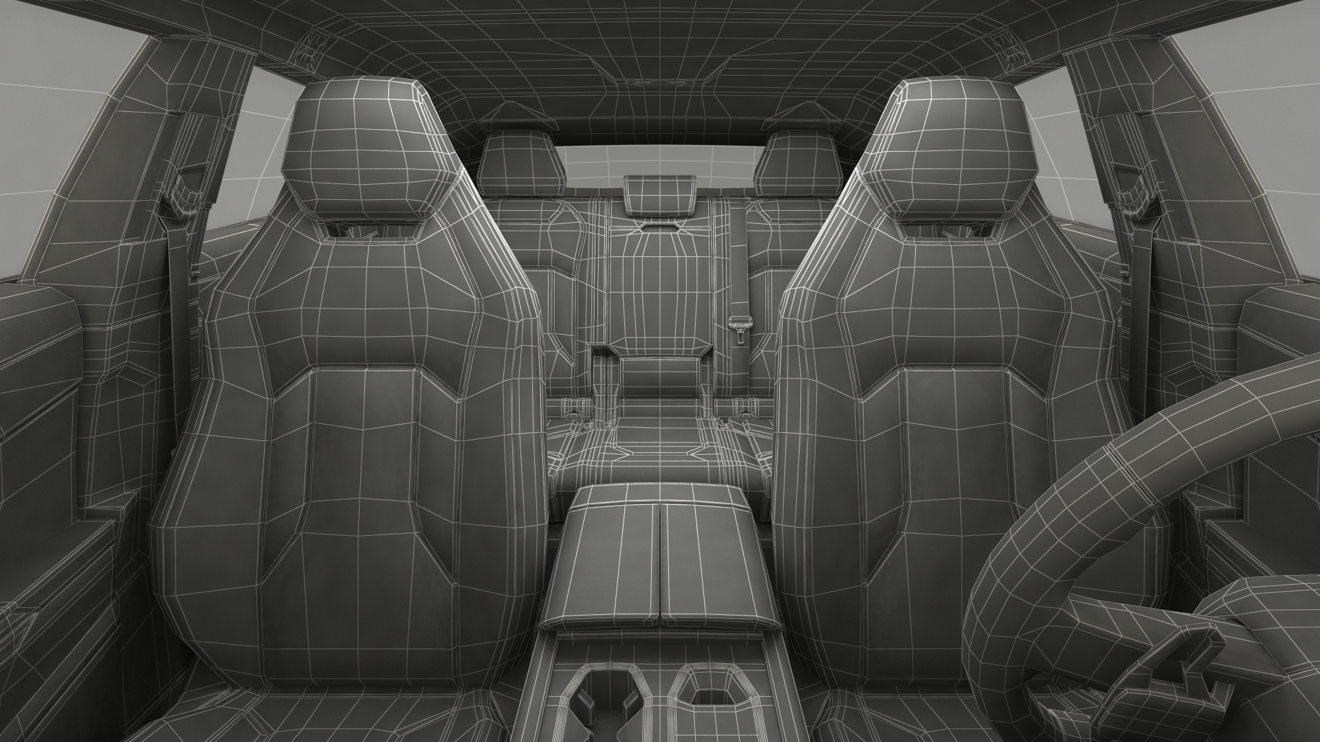 3D Super Luxury SUV Lights ON Rigged model